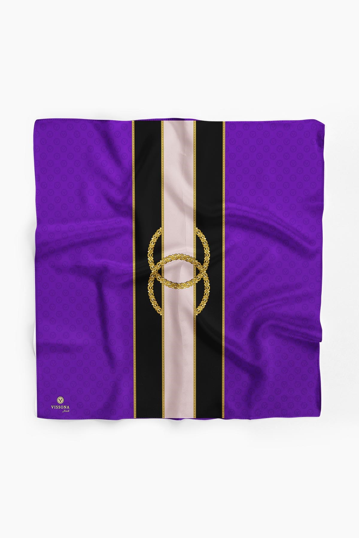 %100 İpek Kadın Desenli Bandana 80x80