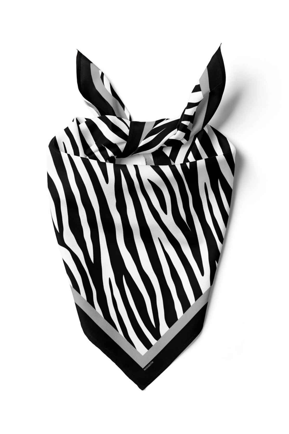 Kadın siyah Beyaz Zebra Desenli 50x50 Bandana HYL DG0567-22