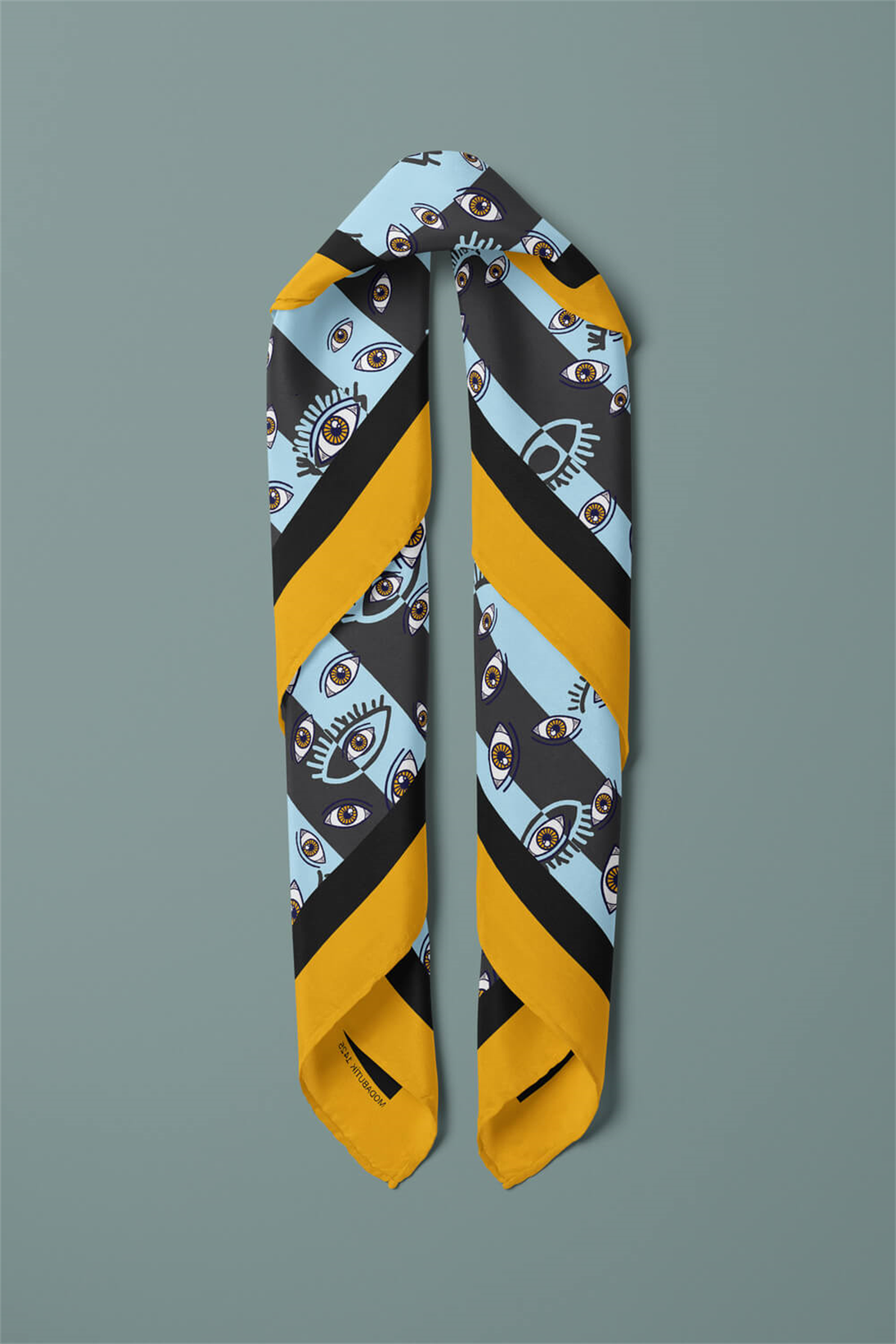 Z51 Kadın Mavi Eyes Desenli 50x50 Bandana