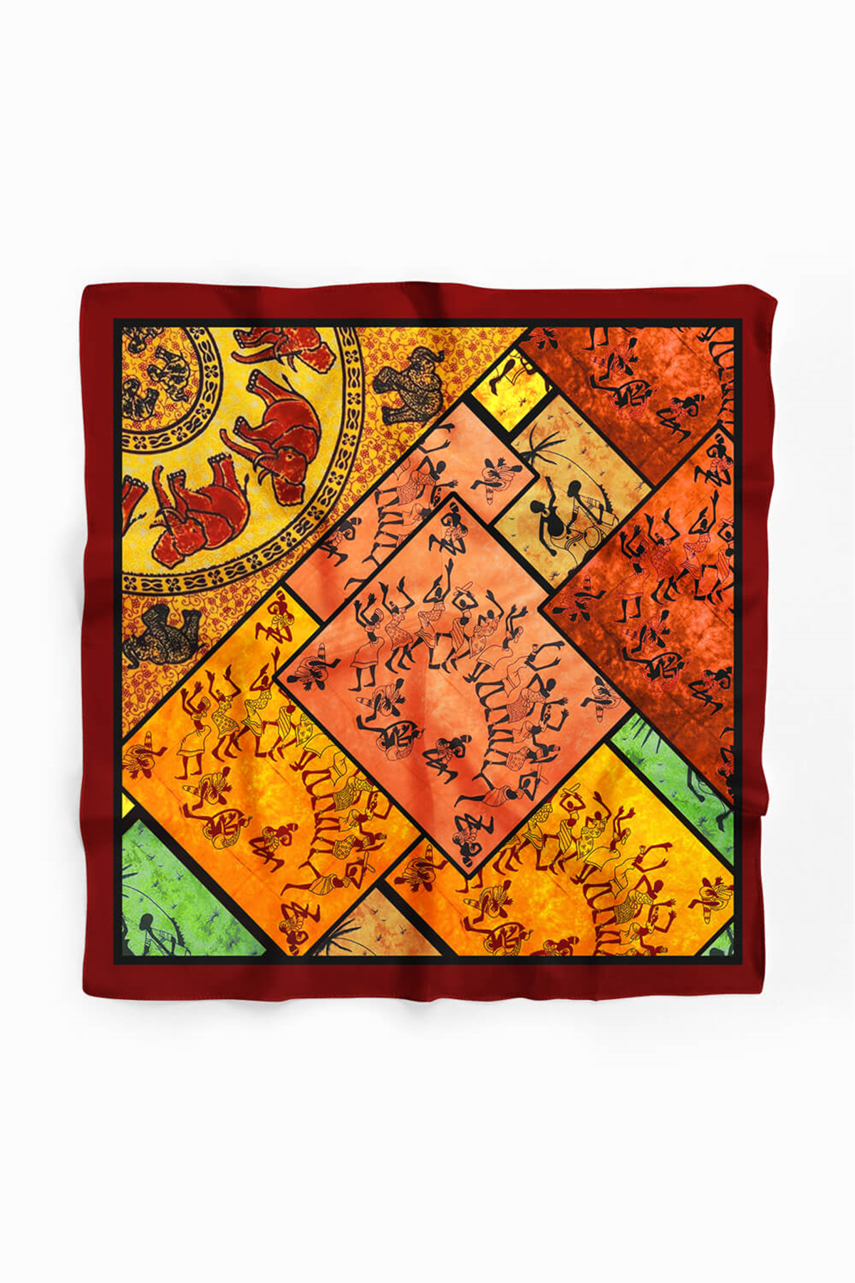 Z61 Kadın African Patchwork Desenli Bandana 50x50 DG0216-22