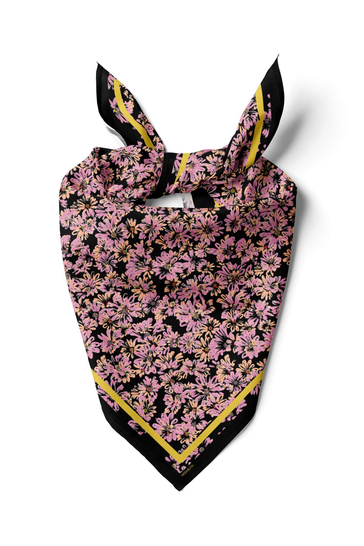Violla D12 Kadın Pembe Çiçek Desenli 50x50 Bandana