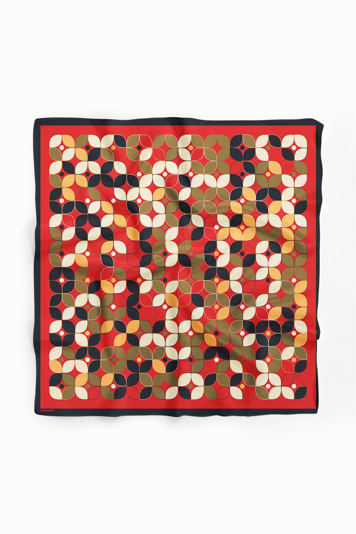 Violla C120 Kadın Kırmızı  Sarmal Yaprak Desenli 50x50 Bandana HYL DG0747-22