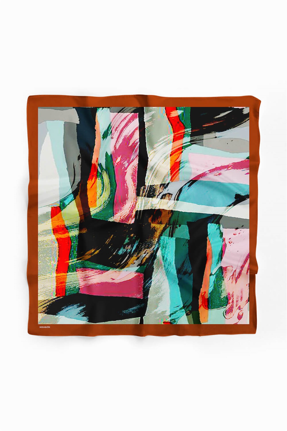 Violla Y8 Kadın Sulu Boya Desenli Bandana 50x50 Gri DG0479-22