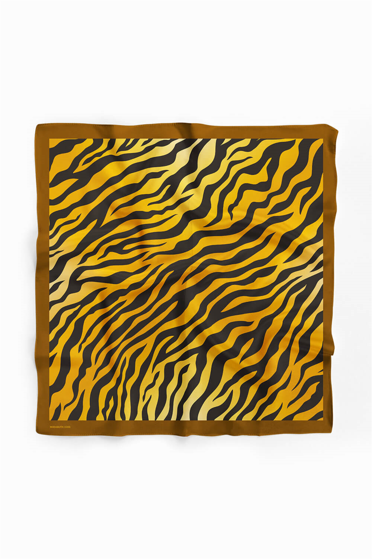 D108 Kadın Dalgalı Desenli Bandana 50x50 Sarı DG0306-22