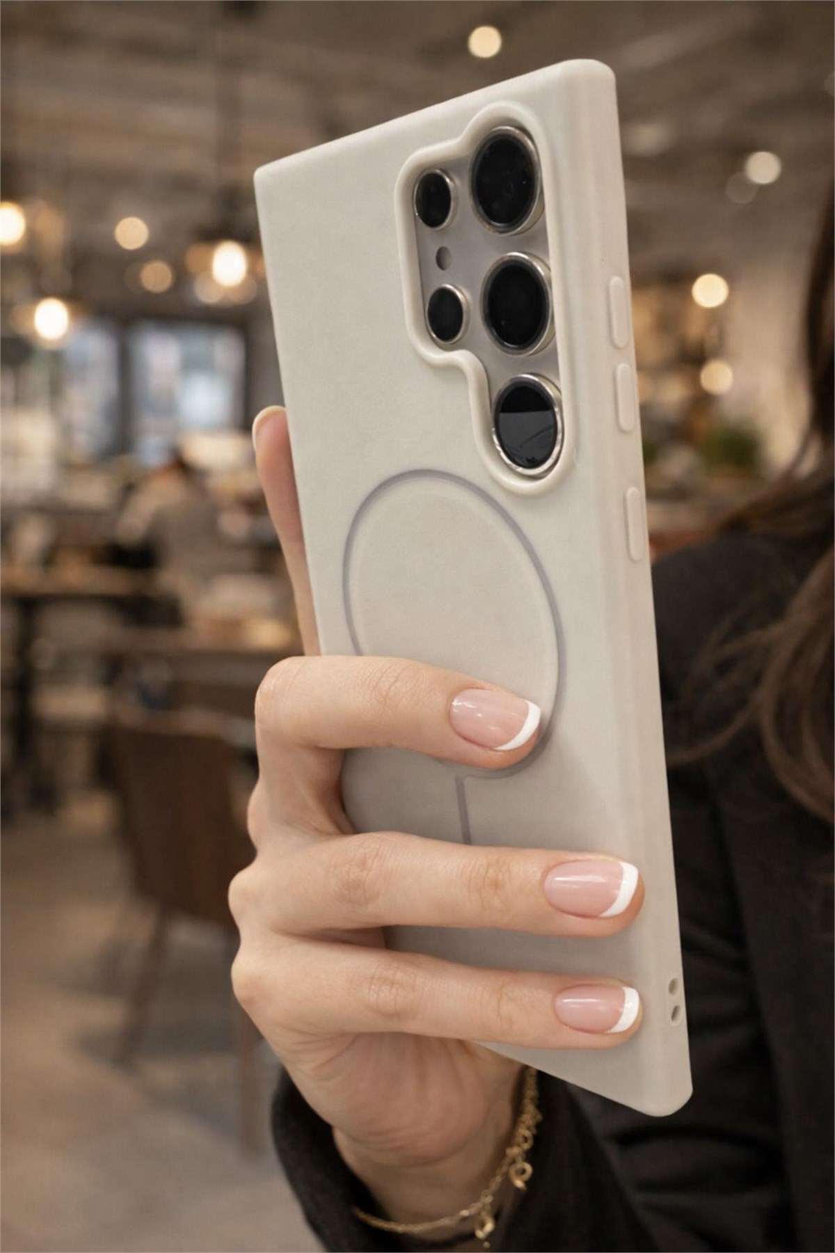 Samsung Galaxy S24 Ultra Kılıf – İçi Kadife – MagSafe Uyumlu – Taş Renk – Telefon Kılıfı