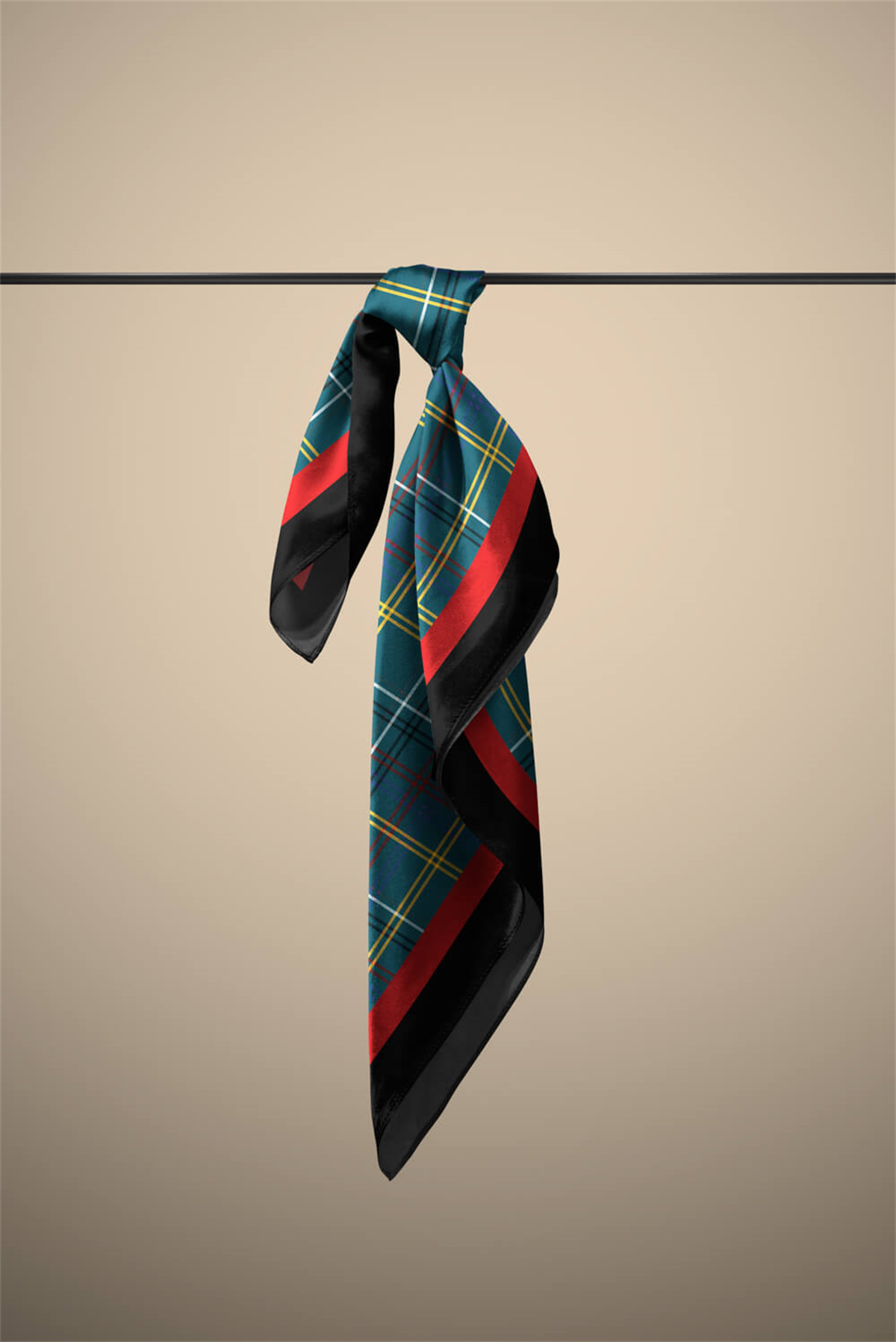 E59  Kadın Petrol Ekose Desenli 50x50 Bandana HYL DG0708-22