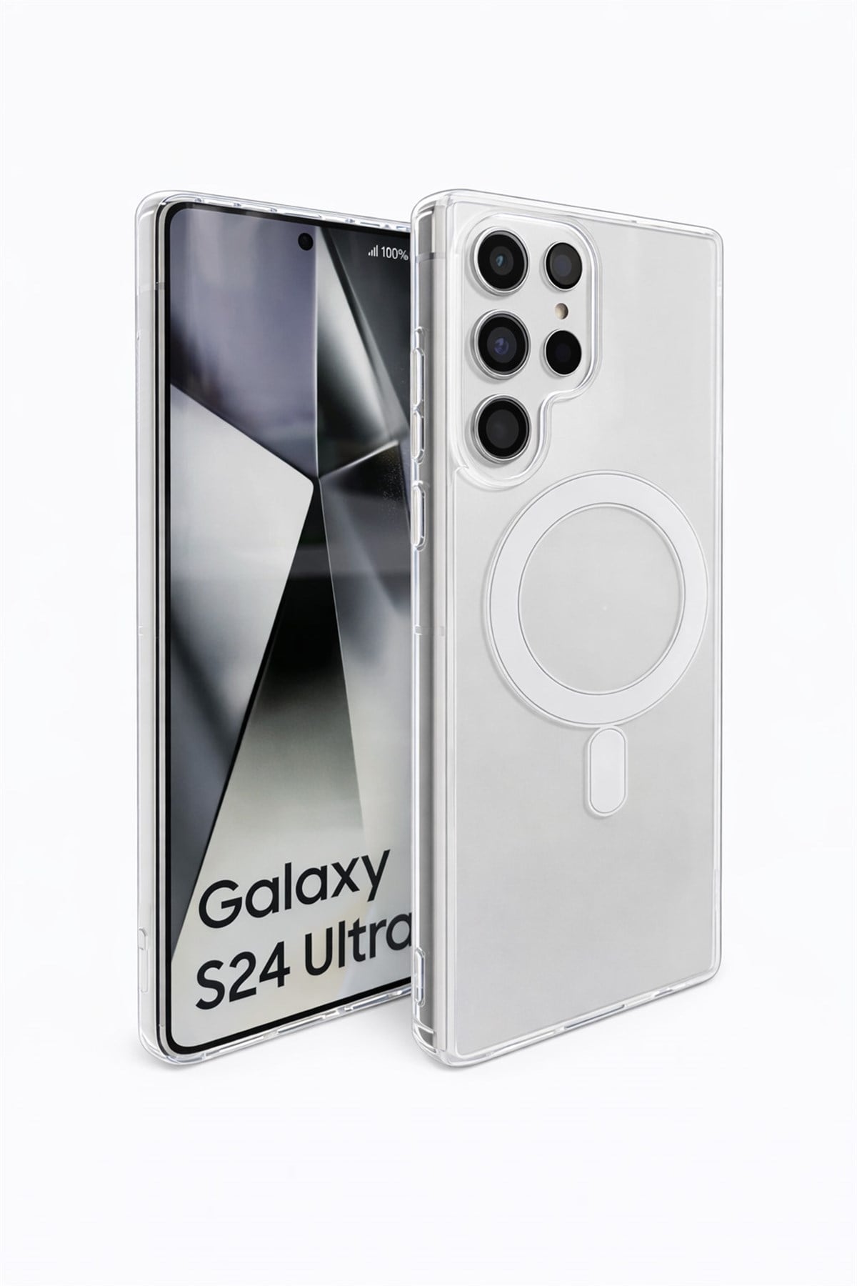 Samsung Galaxy S24 Ultra Uyumlu Kamera Korumalı Magsafe Wireless Şarj Özellikli Lüks Şeffaf Silikon Telefon Kılıfı