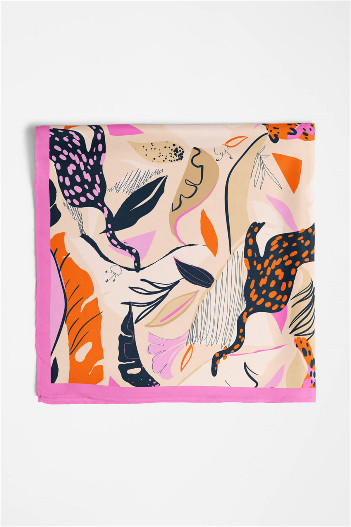 Saten İpek Kaplan Desenli Kadın Bandana