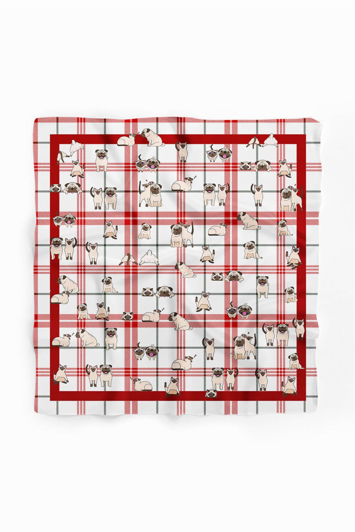 G7  Violla Köpek Bandanası Kırmızı Beyaz 50x50