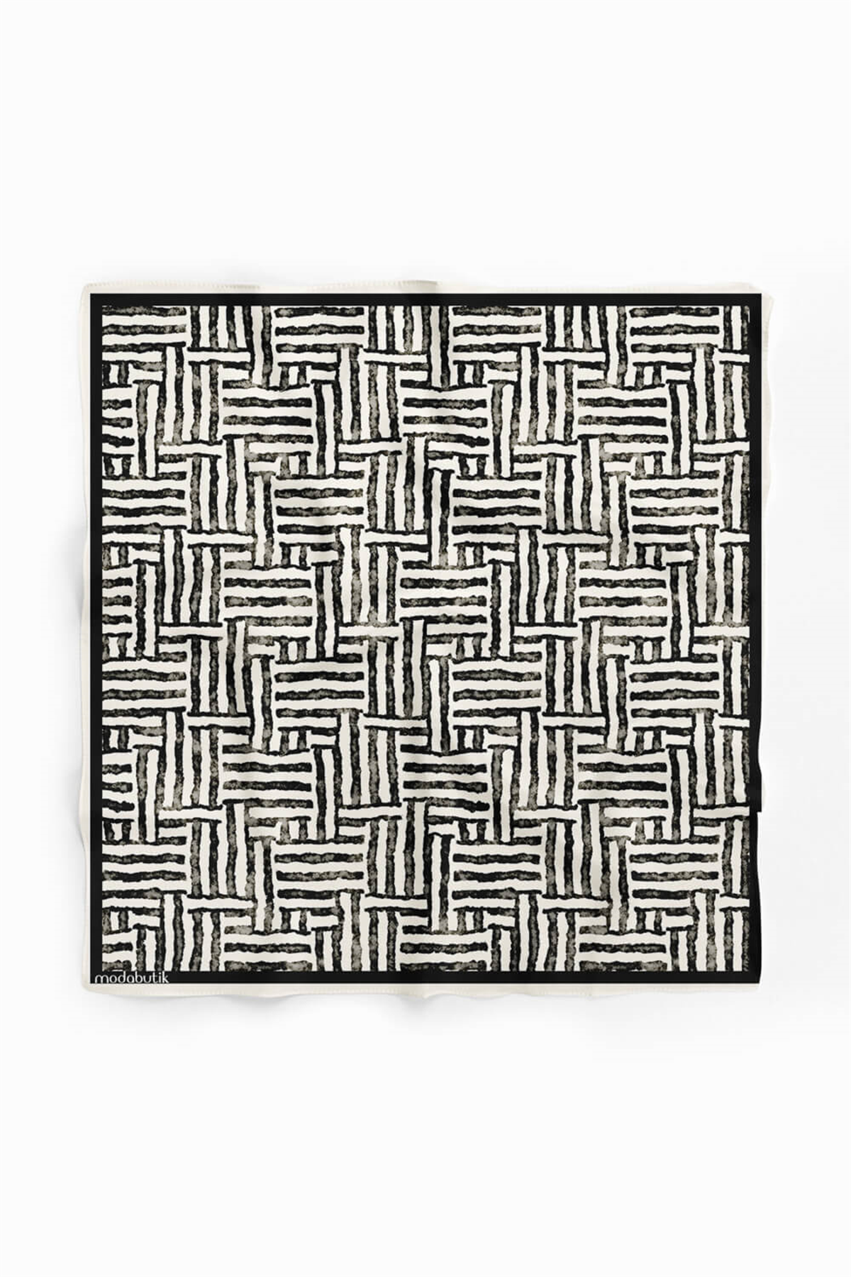 F40 Modabutik Siyah Beyaz Desenli Bandana