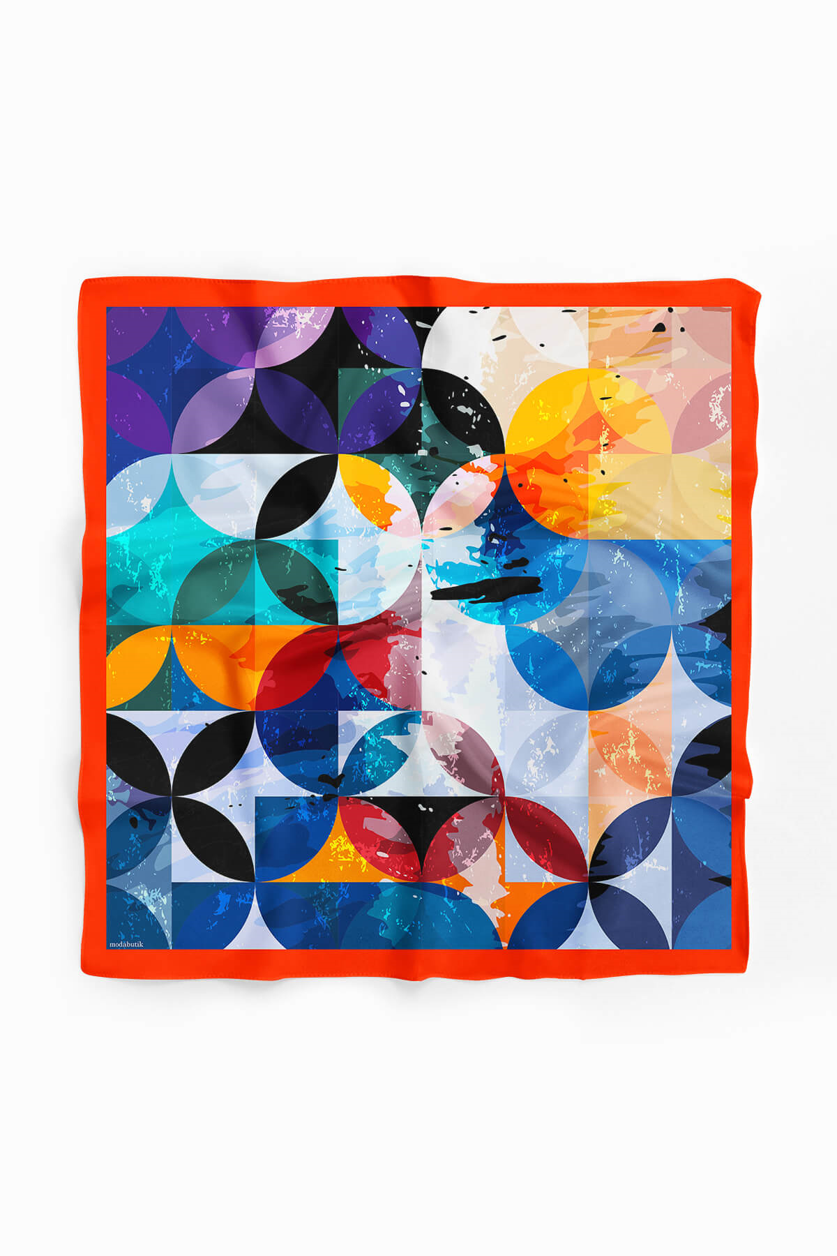 C80 Kadın Yuvarlak Desenli Bandana 50x50 DG0414-22