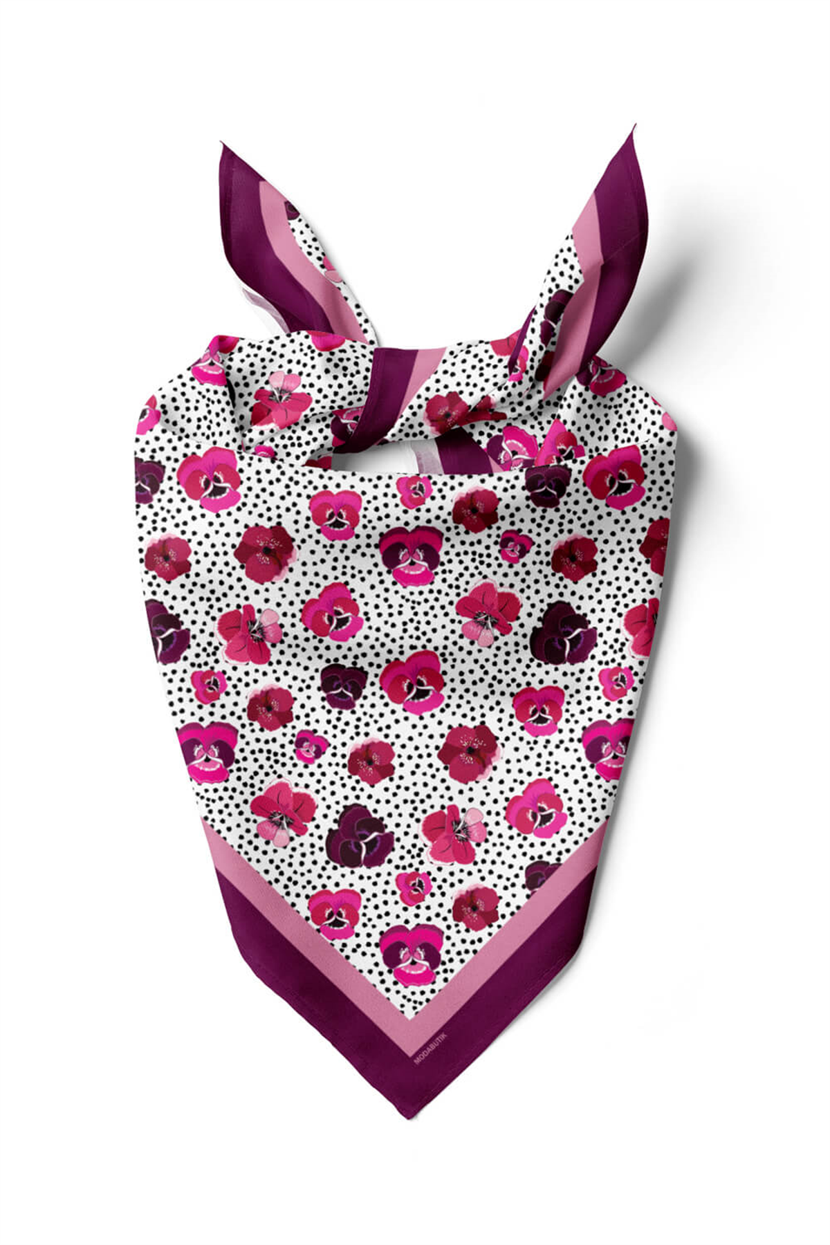 D20 Kadın Menekşe Desenli 50x50 Bandana HYL DG0893-22