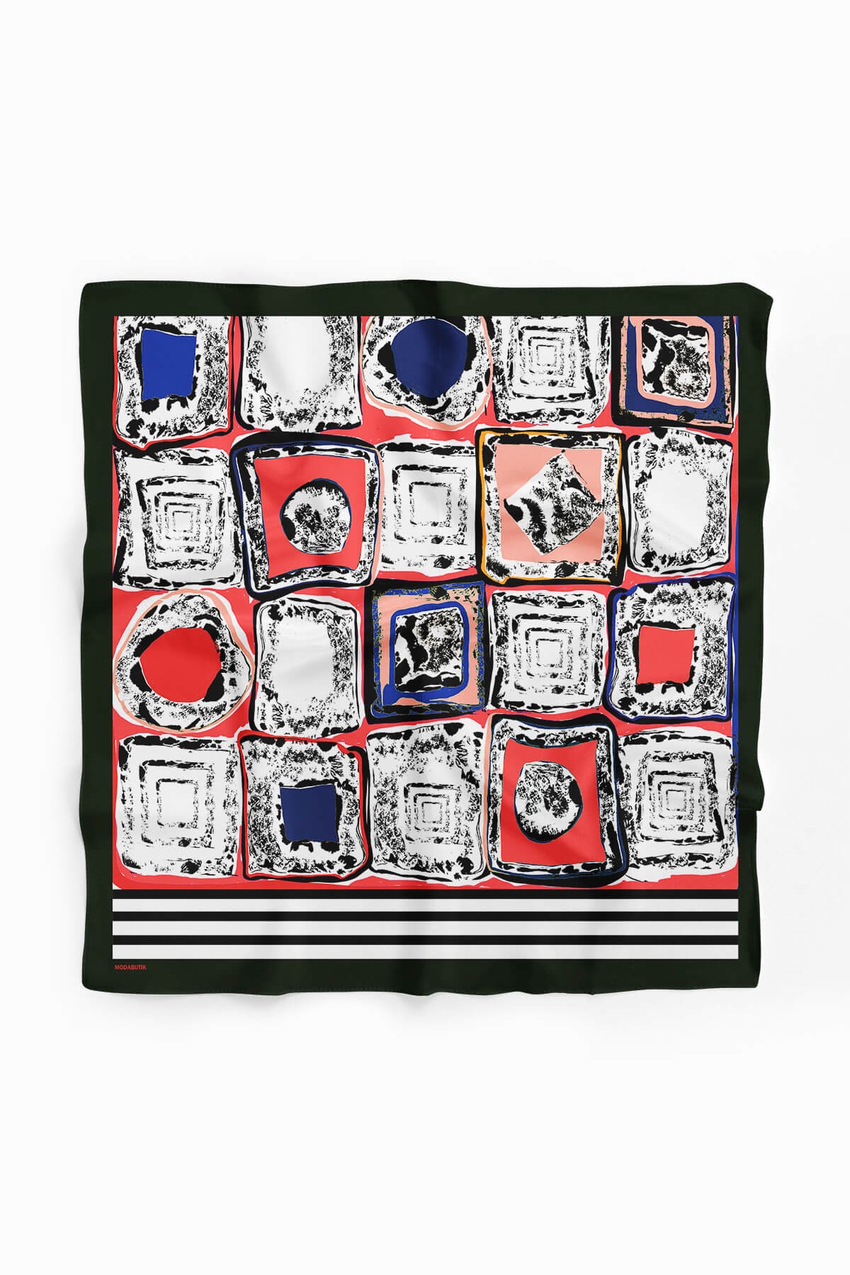 Violla Kadın Kırmızı Sina Desenli 50x50 Bandana DG1030-22