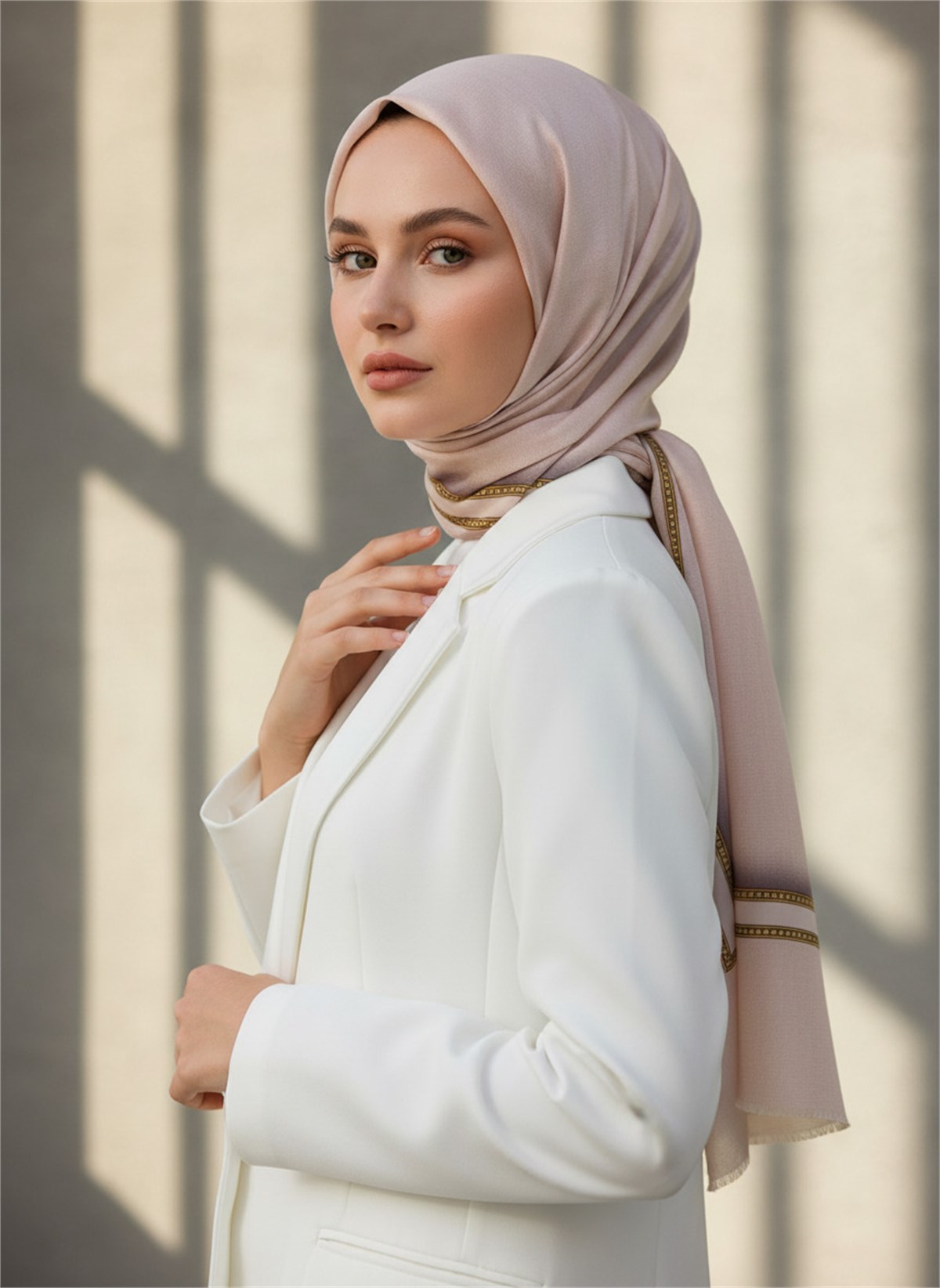 %100 Saf İpek Şal İnce Saten Vual Dokuma Dokulu Desenli 90x210 Şal