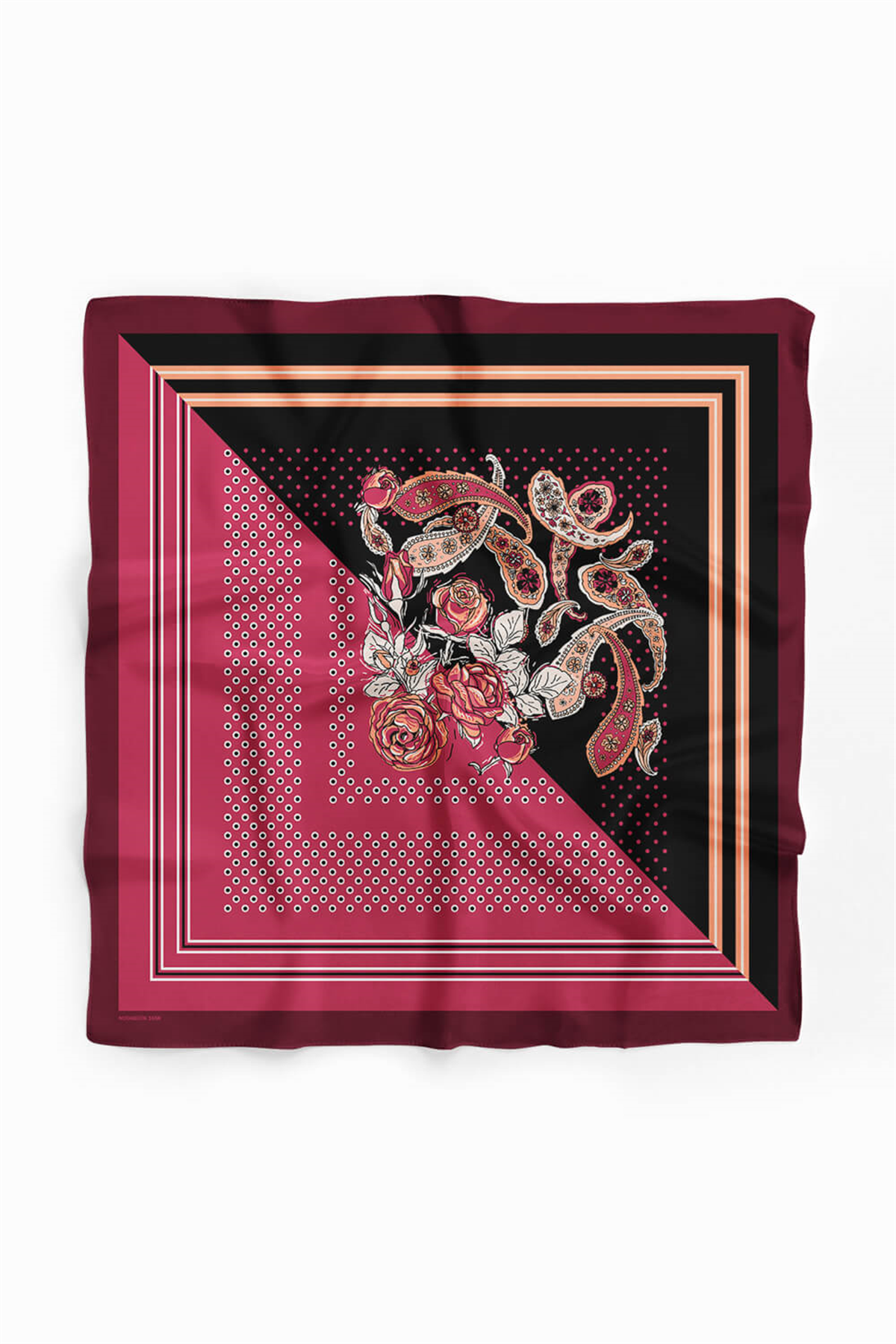 Kadın Gül Kurusu Şal Desenli 50x50 Bandana HYL DG01656-22