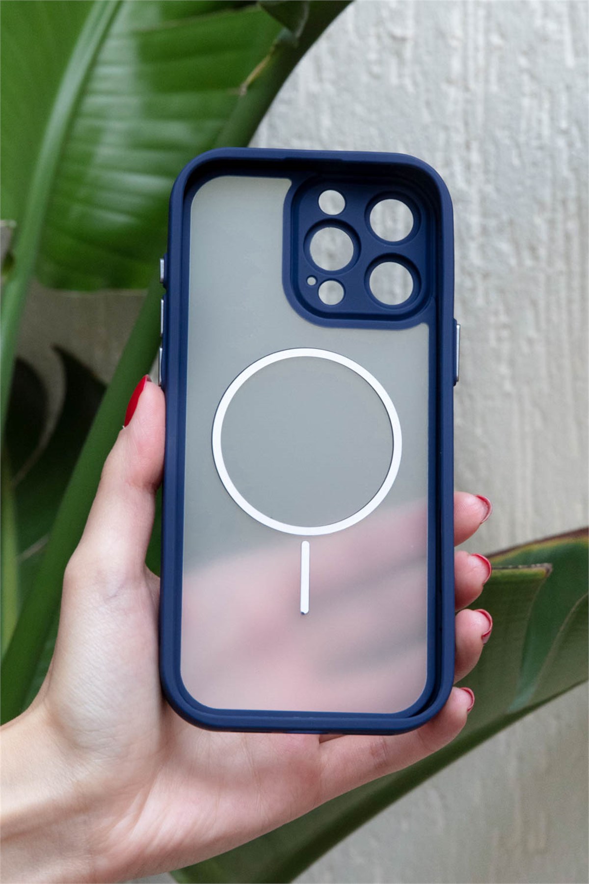 iPhone 16 Pro Max Kılıf – Kamera Korumalı – MagSafe Uyumlu – Lacivert Renk – Mat Silikon Telefon Kılıfı