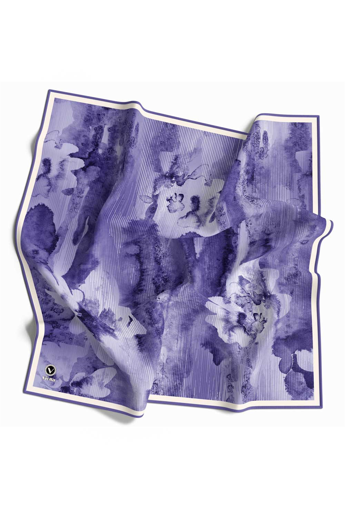 Twill Batik Desenli Saks Renkli 90x90 Eşarp (İpek İçermez) Dikim Şekli : El Dikişi