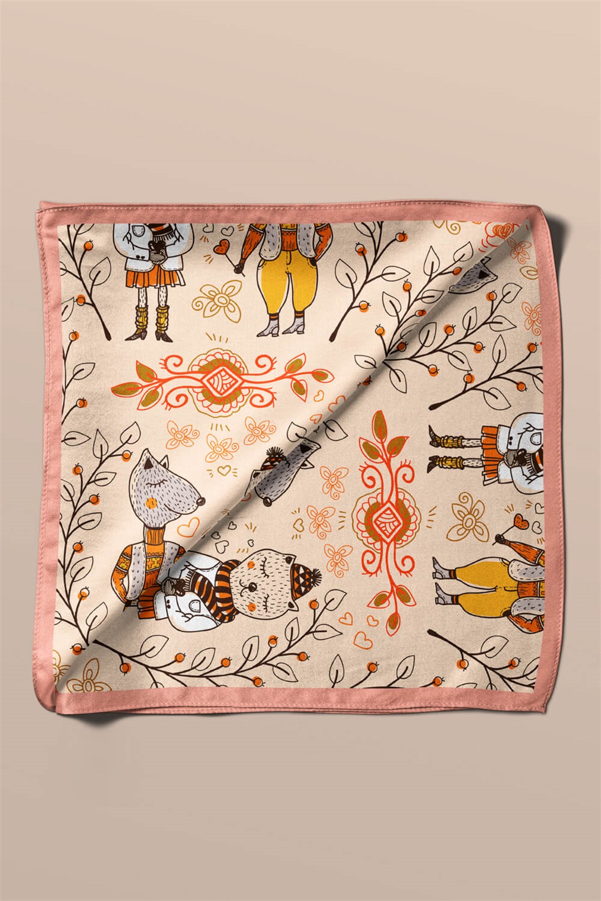 V57 Violla Geyik Desenli Bandana