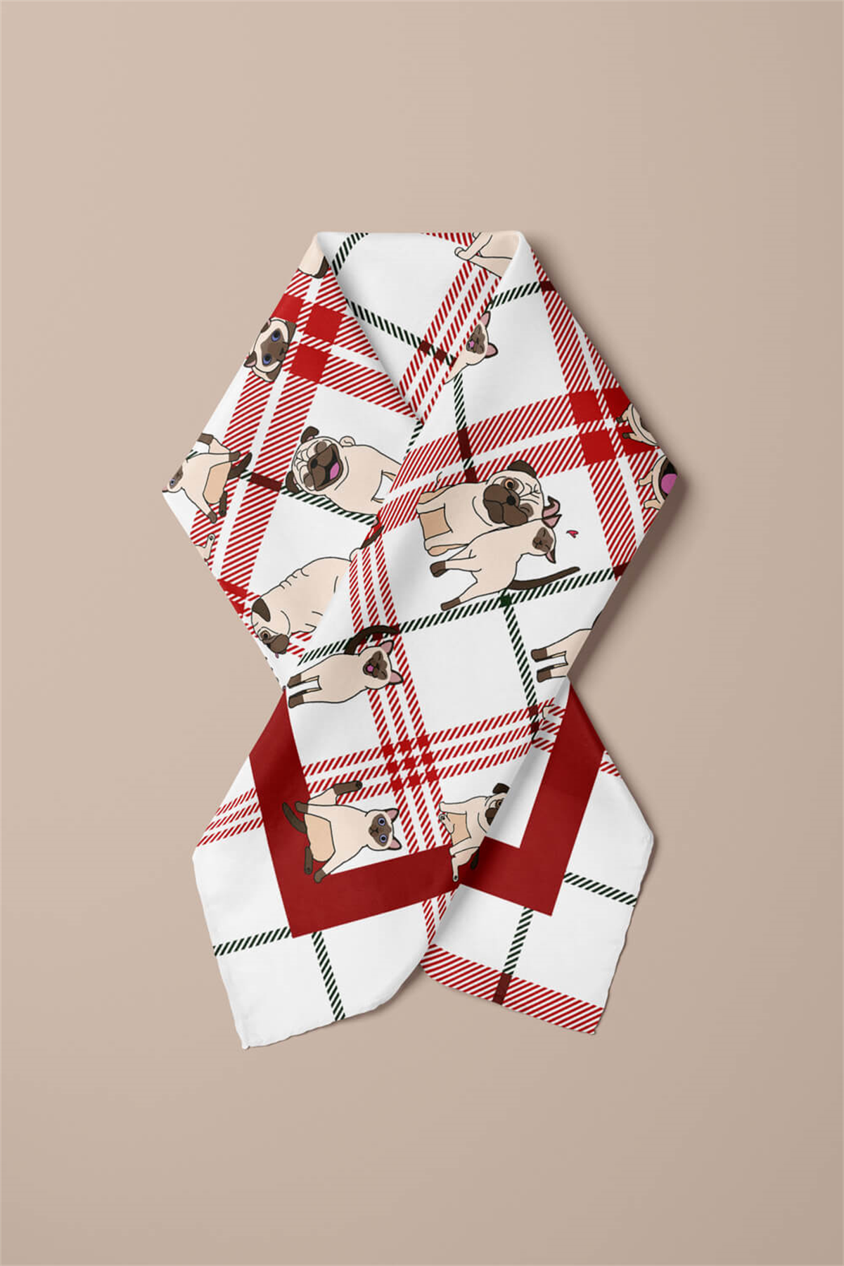 G7  Modabutik Köpek Bandanası Kırmızı Beyaz 50x50