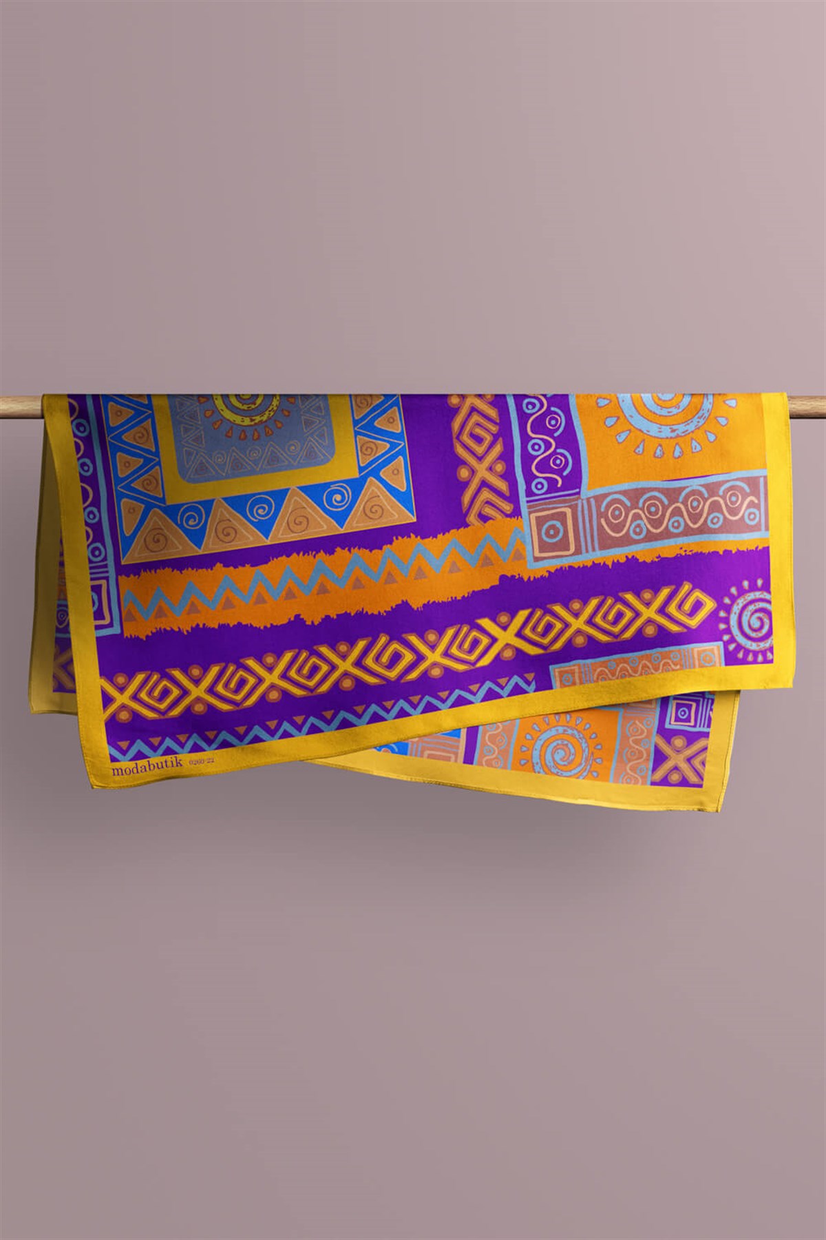 Violla B83 Kadın Etnik Desenli Bandana 50x50 Mor DG0260-22 Snz