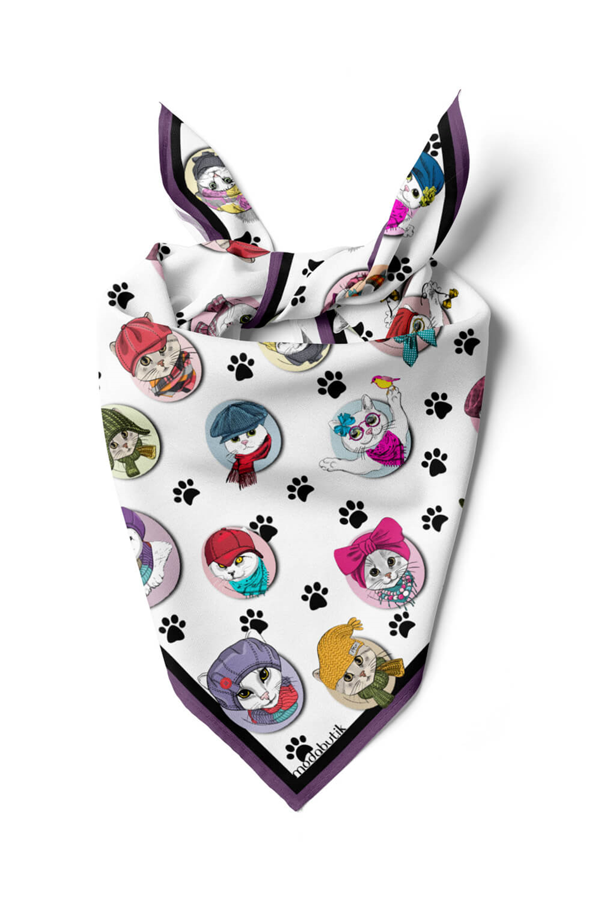 Modabutik Kedi Desenli Bandana