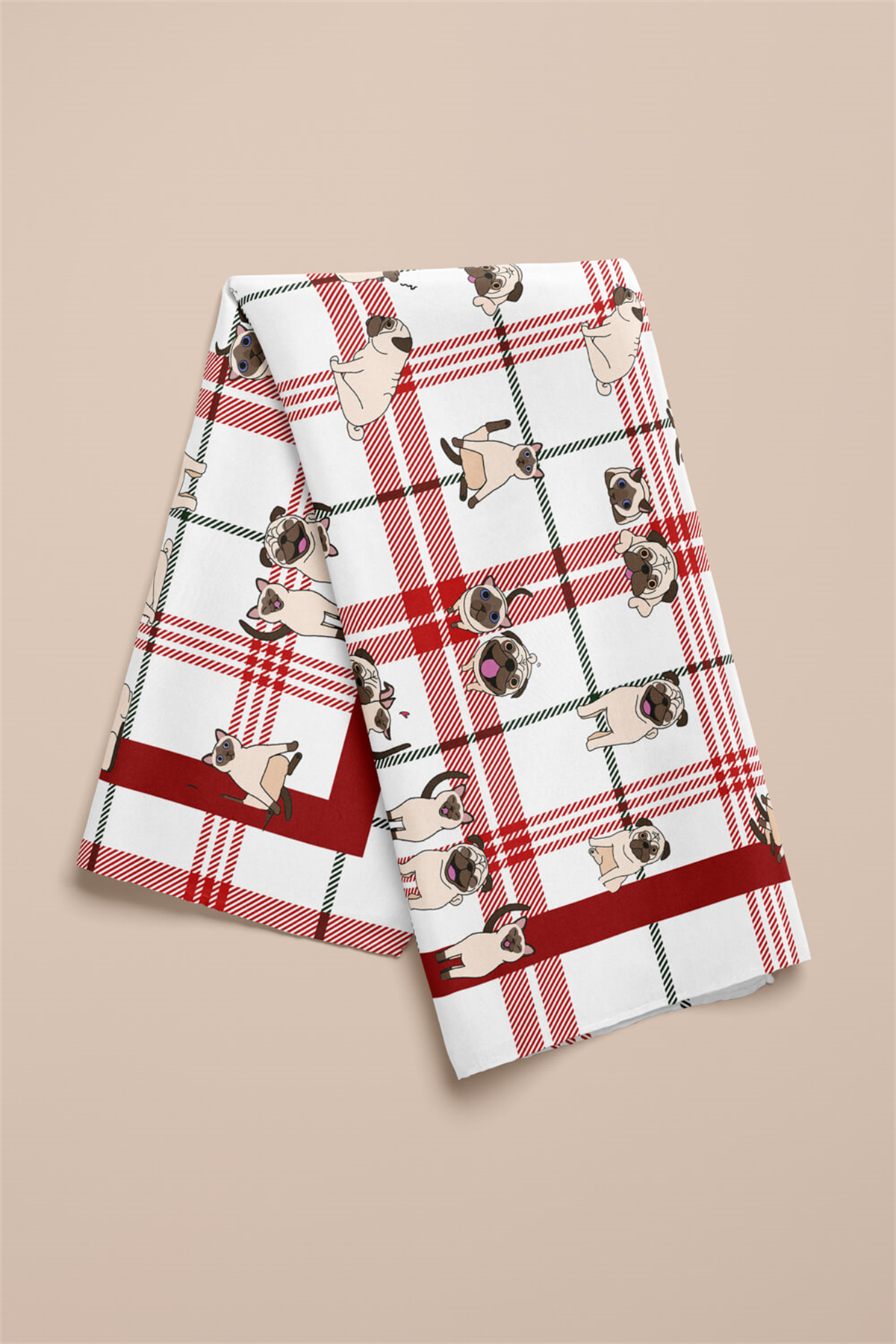 G7  Modabutik Köpek Bandanası Kırmızı Beyaz 50x50