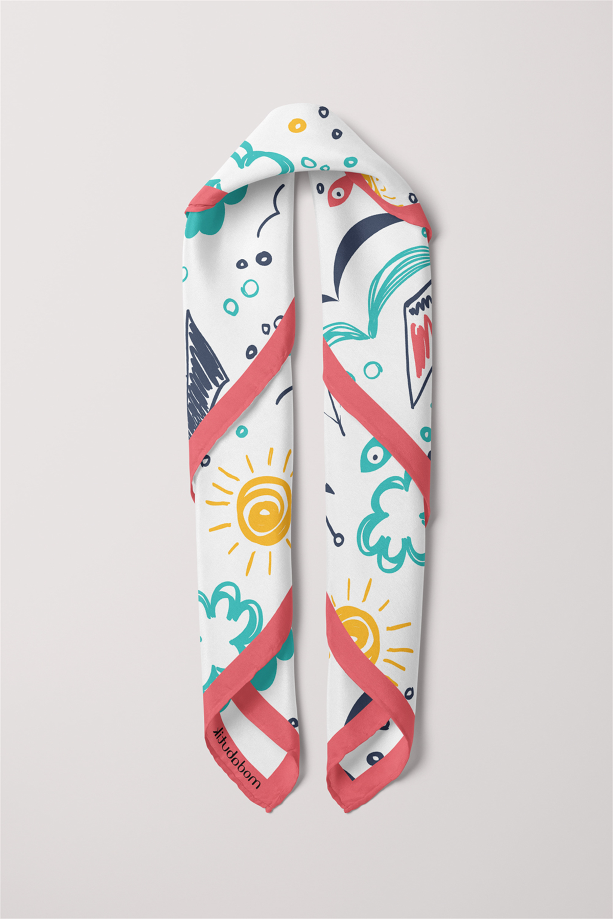 G69 Kadın Kayık Desenli 50x50 Bandana HYL DG0787-22