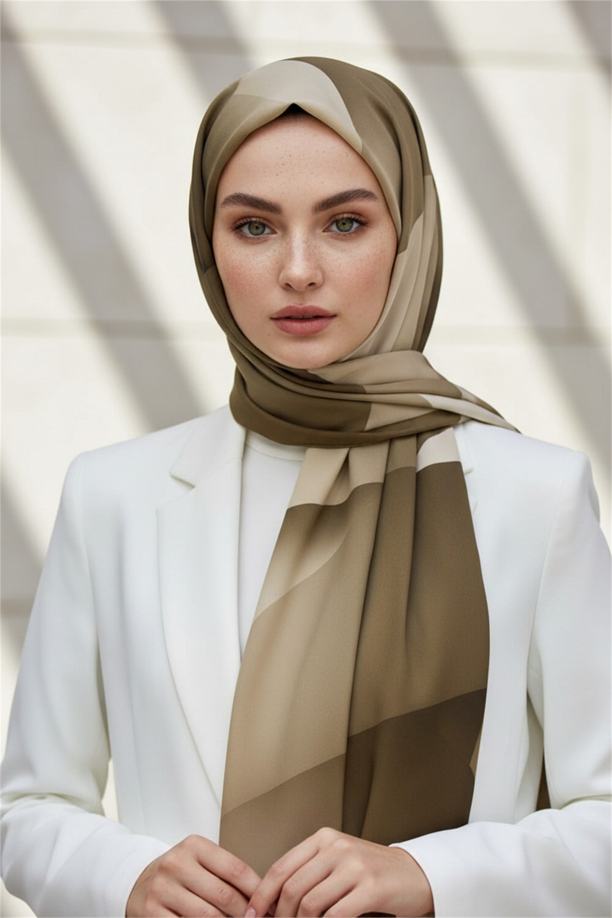 KREP TONSÜRTON DESENLİ VİZON RENKLİ 75X195 KIRIŞMAZ ŞAL