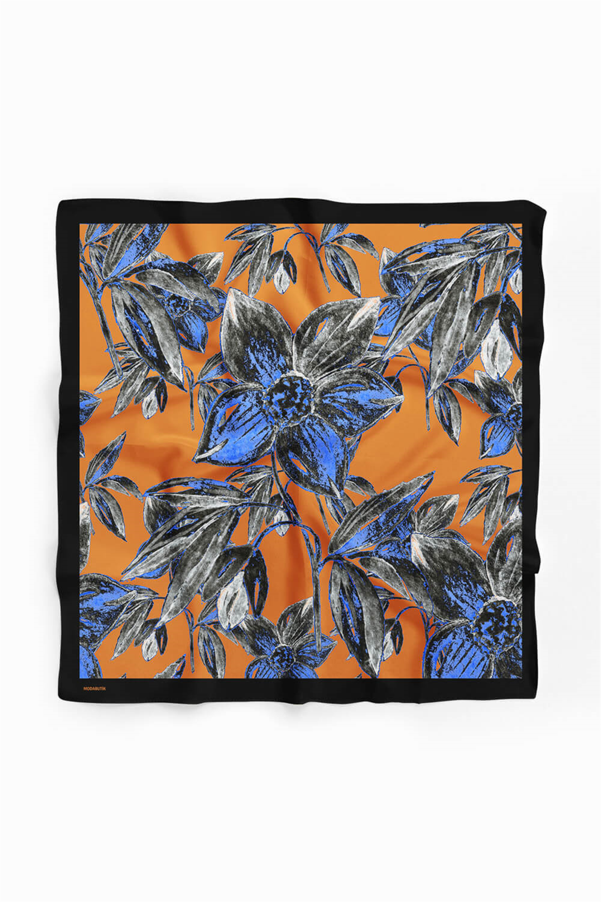 Y83 Kadın Çiçek Desenli Bandana 50x50 Mavi DG0466-22