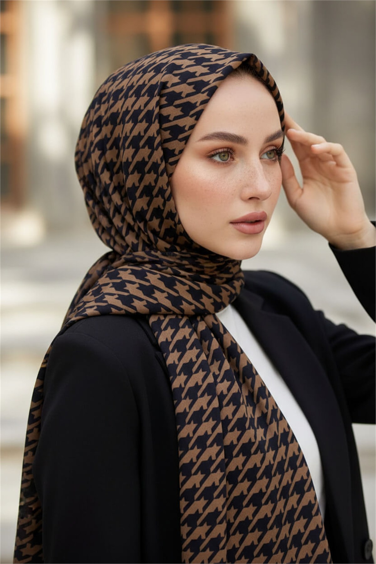 KREP KAZAYAĞI DESENLİ SOMON RENKLİ 75X195 KIRIŞMAZ ŞAL