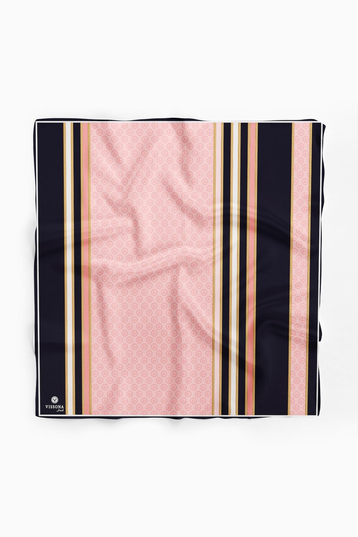 %100 İpek Kadın Desenli Bandana 80x80