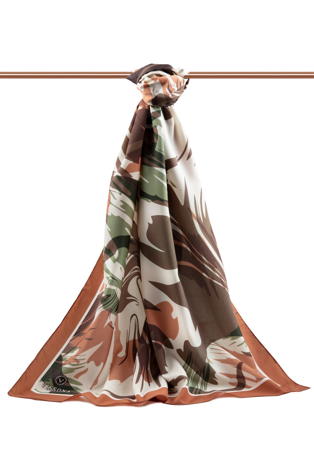 KREP GEOMETRİK DESENLİ SOMON RENKLİ 75X195 KIRIŞMAZ ŞAL