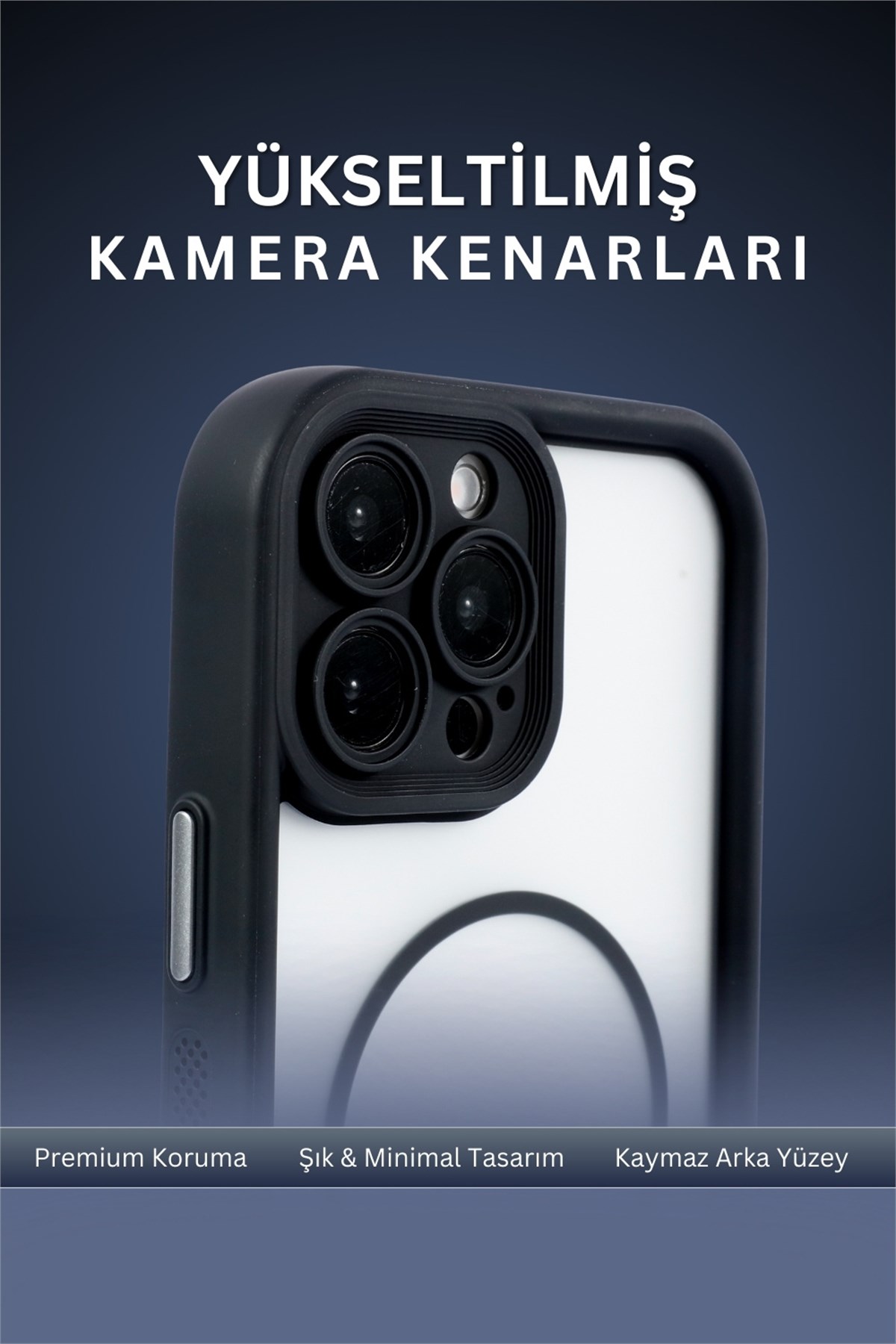 iPhone 16 Pro Max Kılıf – Kamera Korumalı – MagSafe Uyumlu – Siyah Renk – Mat Silikon Telefon Kılıfı