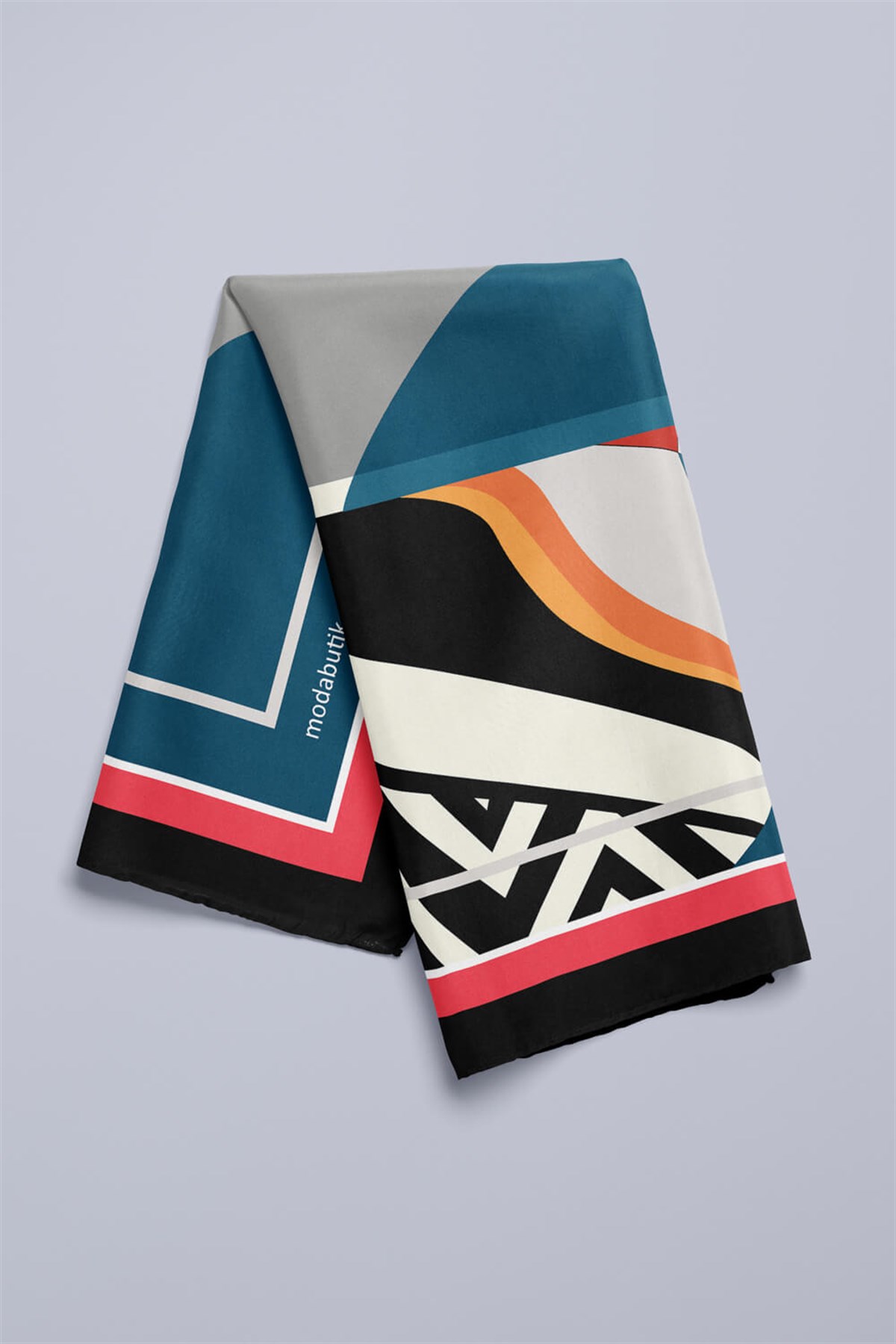 Violla G61 Kadın Turkuaz Siyah Turuncu Baykuş Desenli 50x50 Bandana HYL DG01677-22