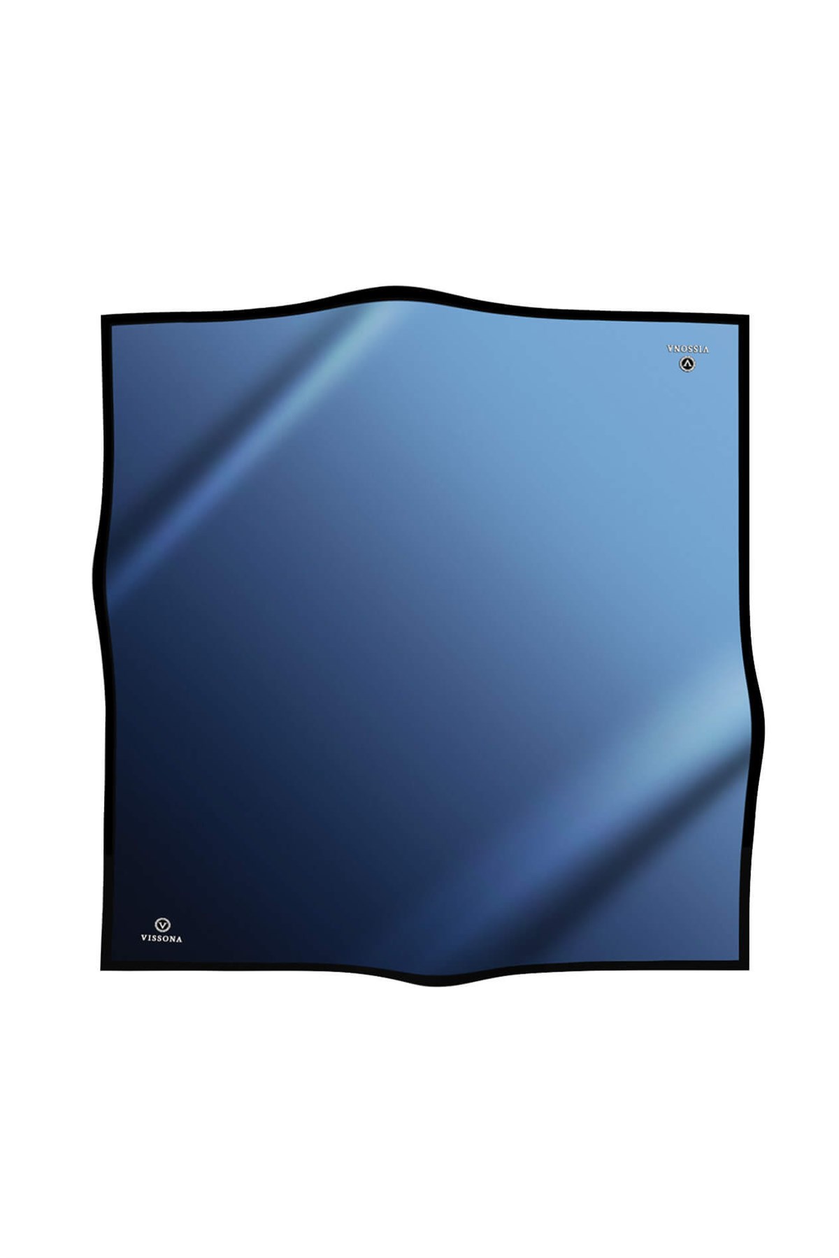 %100 Twill İpek Degrade Desenli Lacivert - Buz Mavisi Renkli 90x90 Eşarp Dikim Şekli : El Dikişi