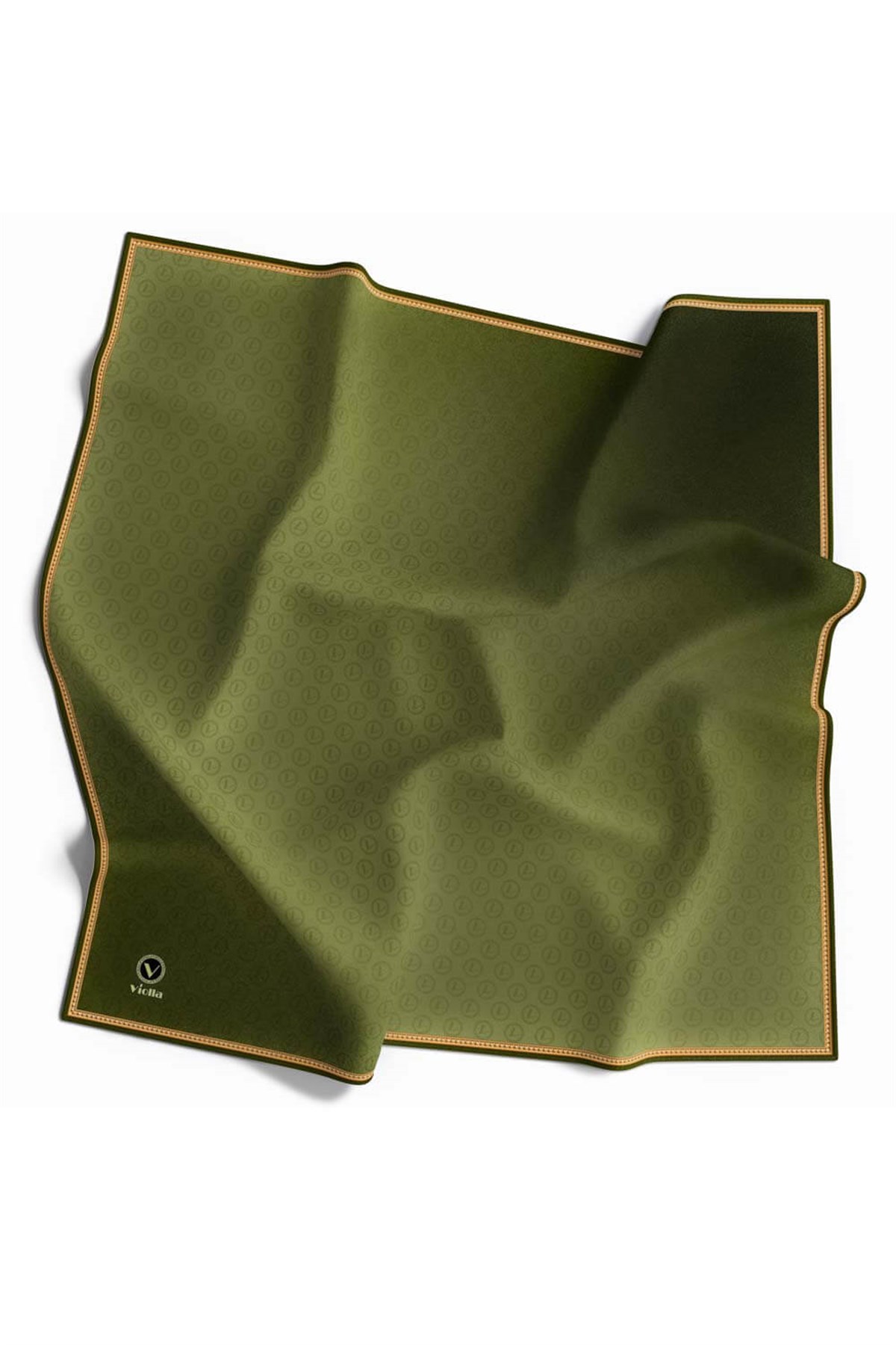 Rayon Degra Desenli Haki Renkli 90x90 Dikim Şekli : El Dikişi Eşarp (İpek İçermez) Kenar Dikiş Şekli El Dikişli