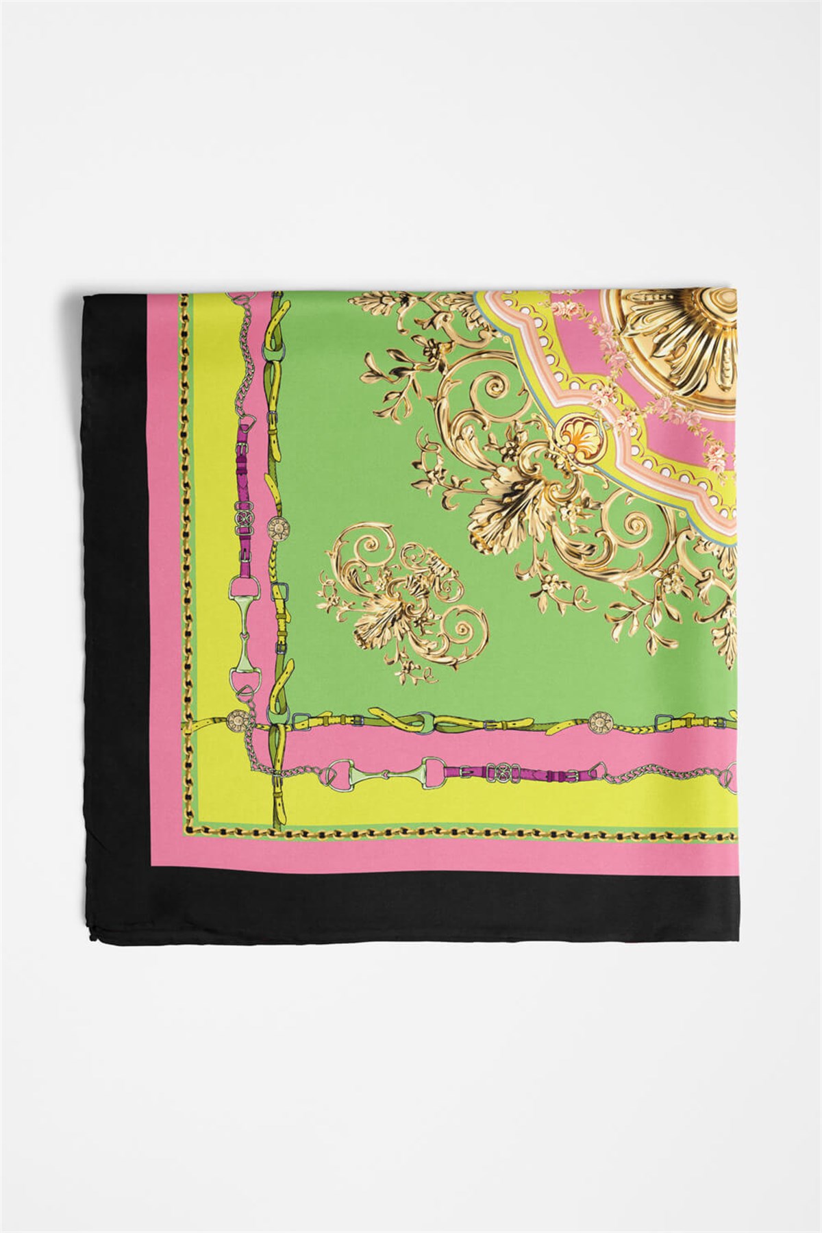 Z95 Kadın Su Yeşili Açık Mor Hope Desenli 50x50 Bandana