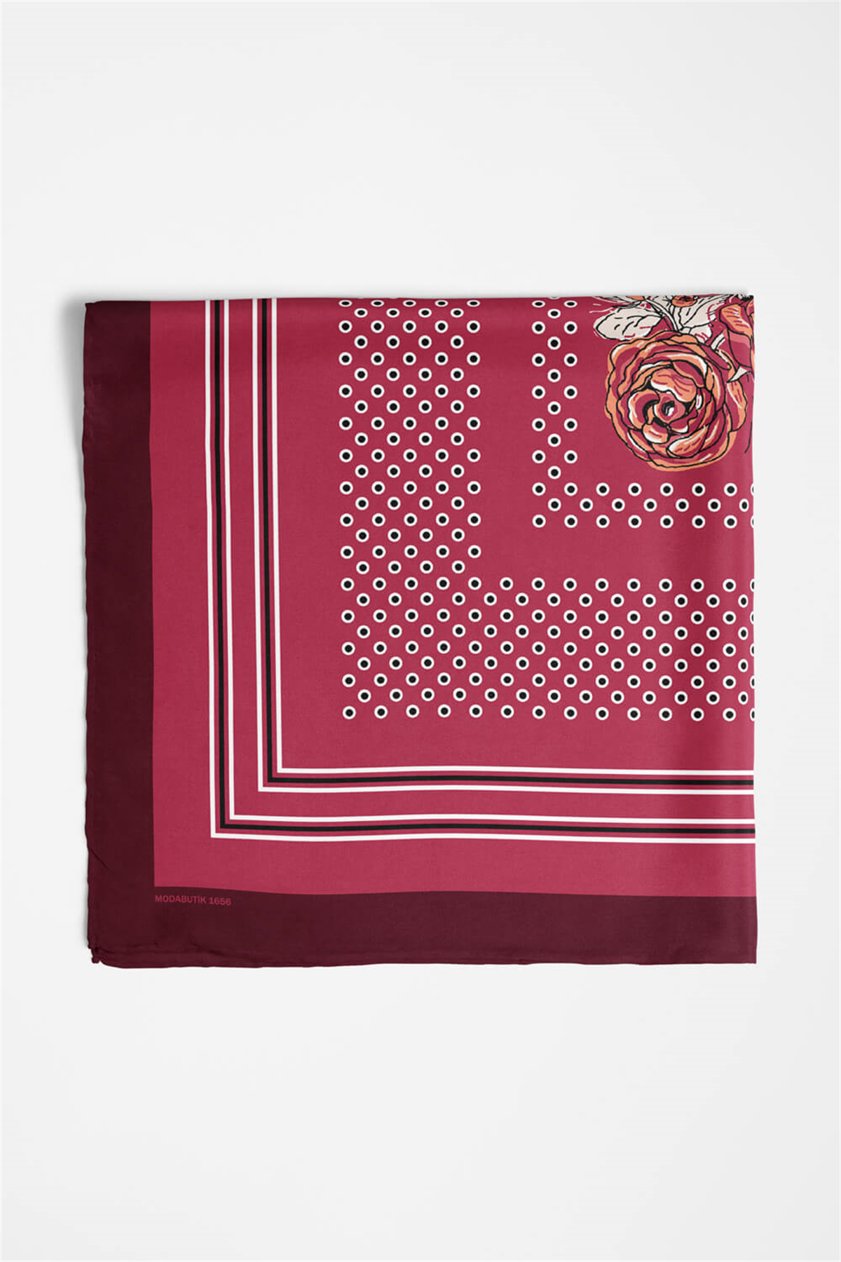 Kadın Gül Kurusu Şal Desenli 50x50 Bandana HYL DG01656-22