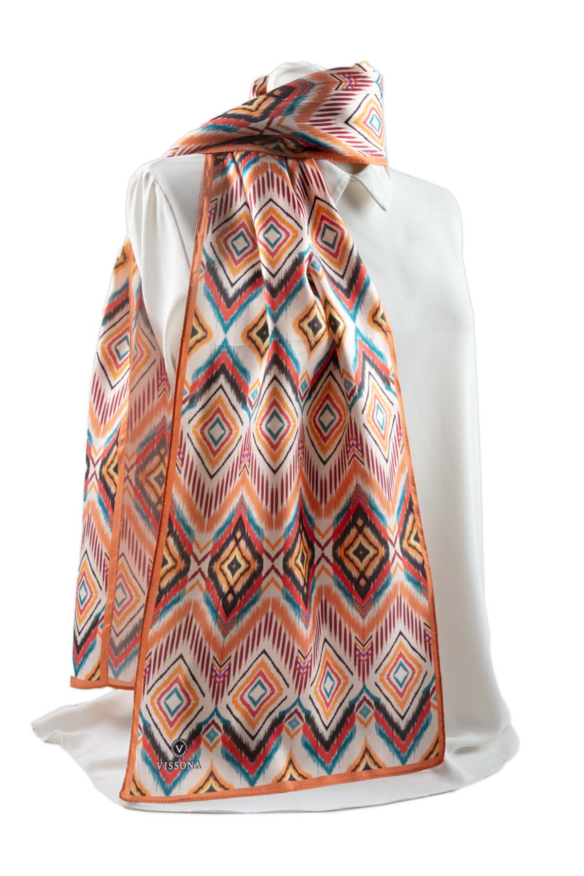 I15 SATEN İPEK ETNİK DESENLİ KADIN FULAR