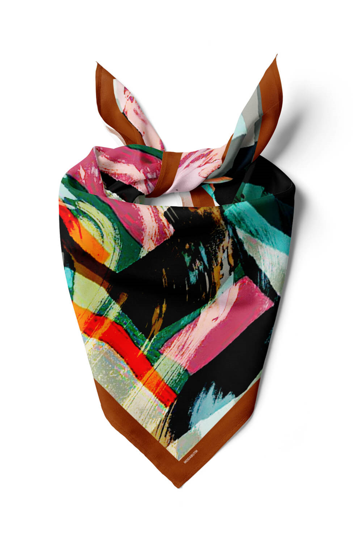 Y8 Kadın Sulu Boya Desenli Bandana 50x50 Gri DG0479-22