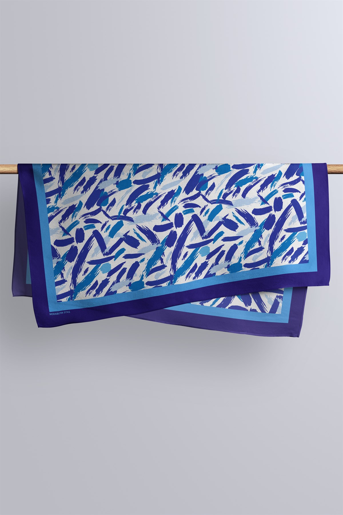 Violla F27 Kadın Mavi Yağlı Boya Desenli 50x50 Bandana HYL DG0741-22