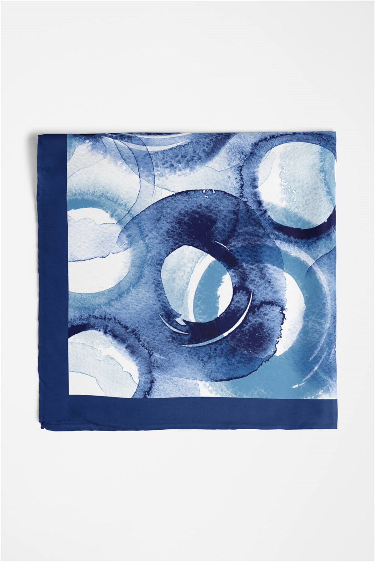 Kadın Halka Desenli Bandana 50x50 Mavi Beyaz DG0423-22