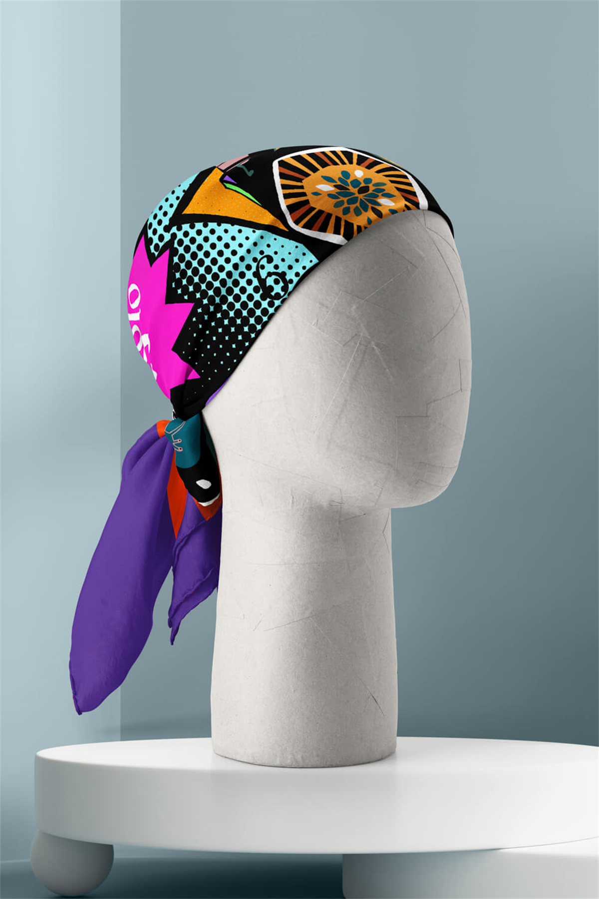 G74 Papatya Desenli Yeşil Kahve Köpek Bandanası DG5644 45x45