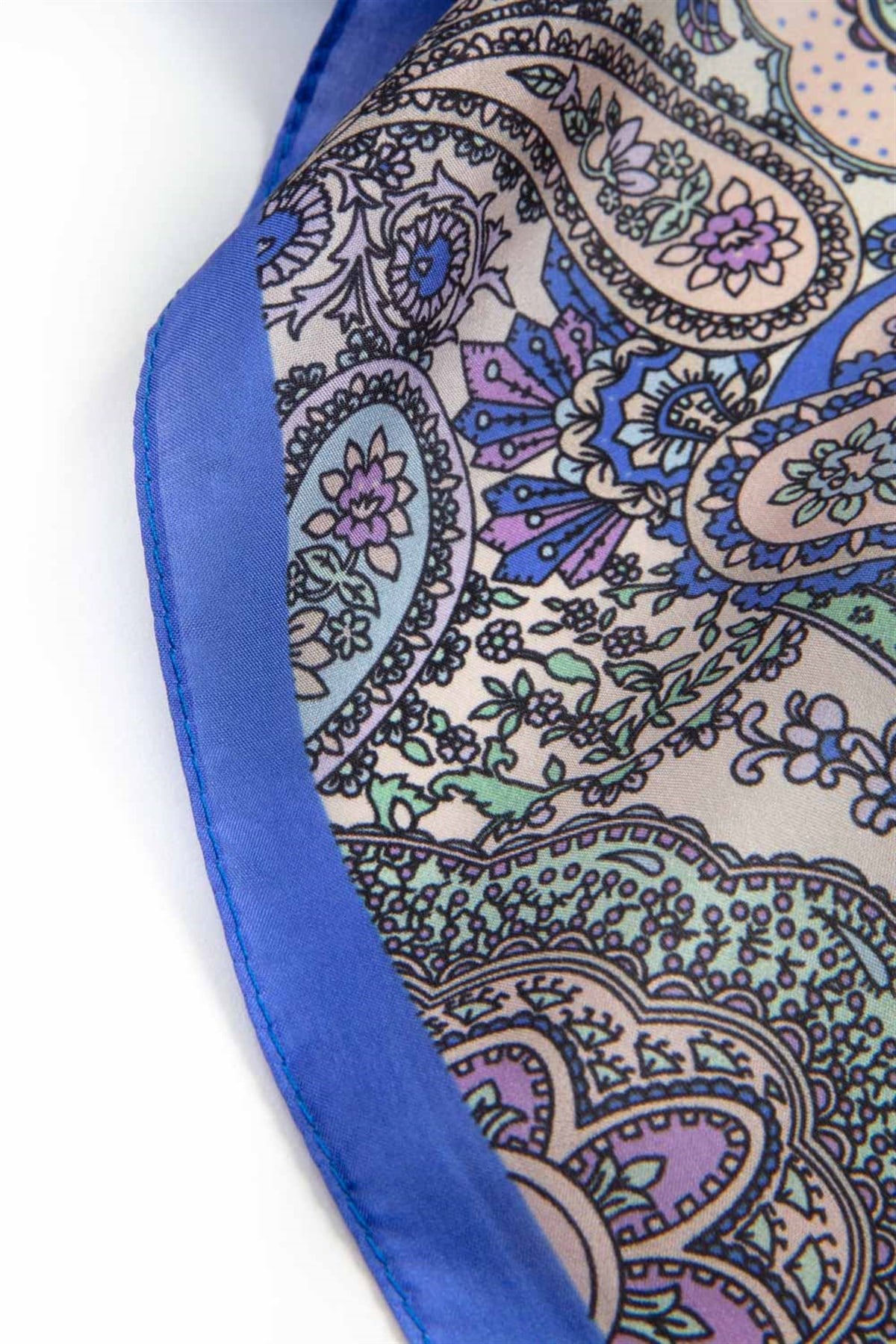 100% İpek Etro Desenli Saks Renkli 92x210 Şal