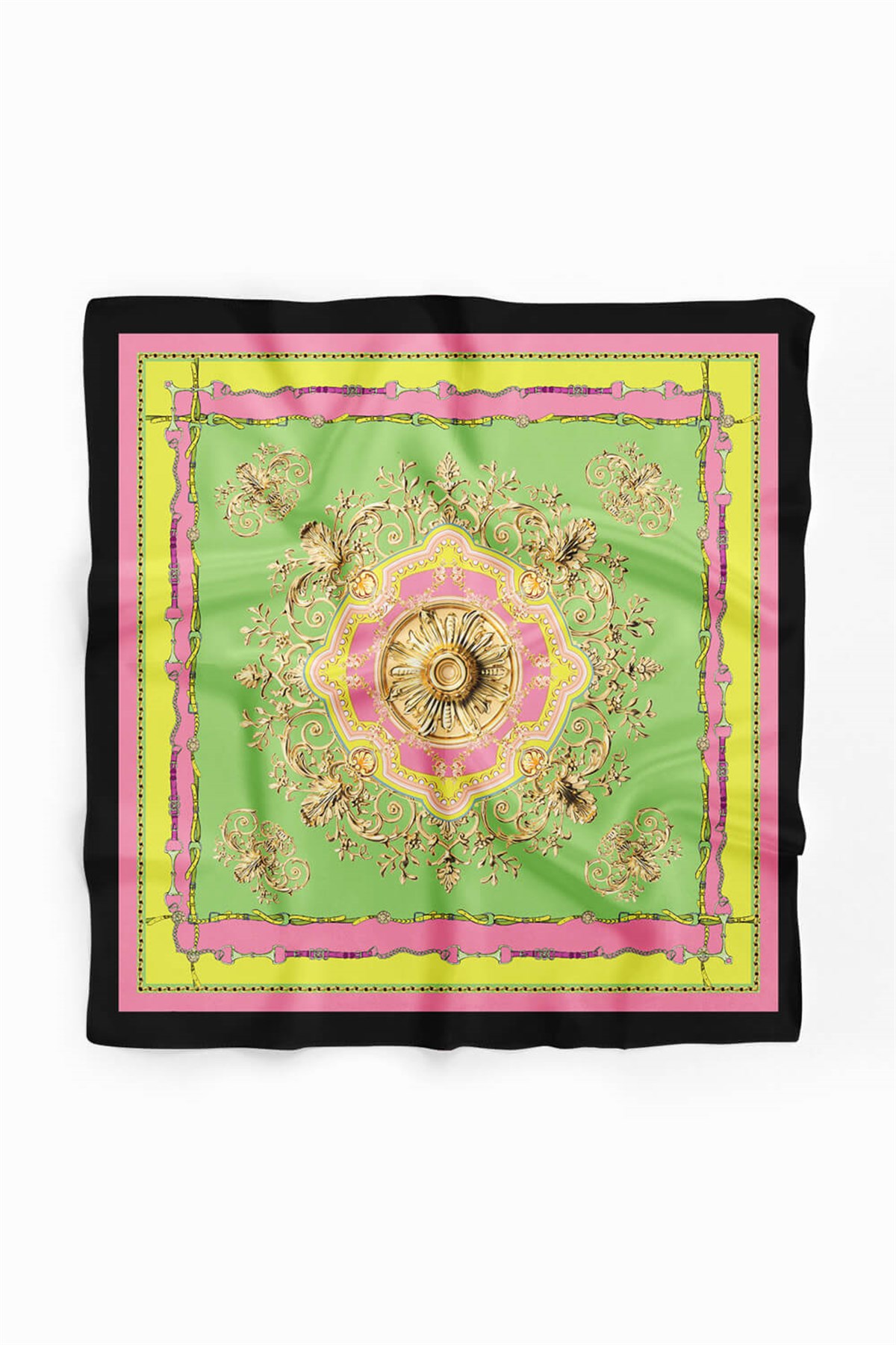 Z95 Kadın Su Yeşili Açık Mor Hope Desenli 50x50 Bandana