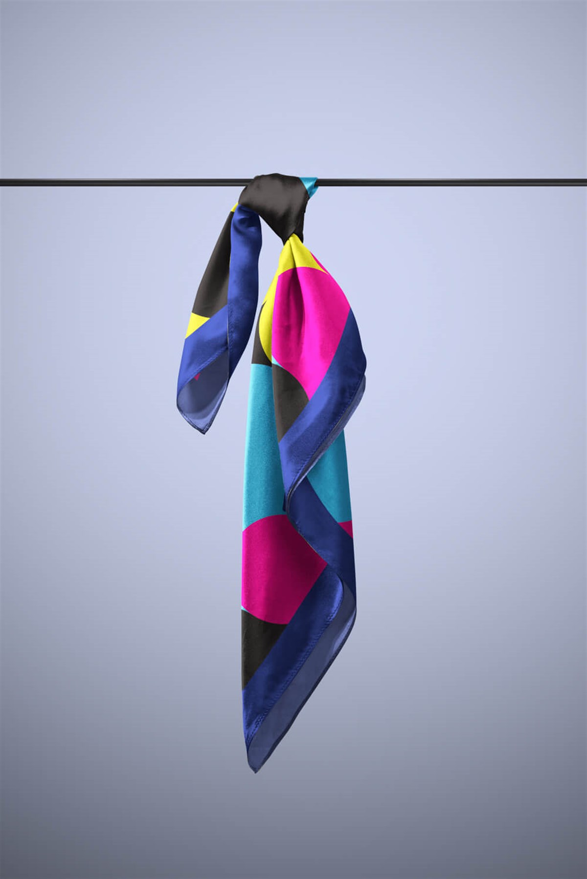 Violla E30 Kadın Egzotik Desenli Bandana 50x50 Mavi Sarı DG0334-22