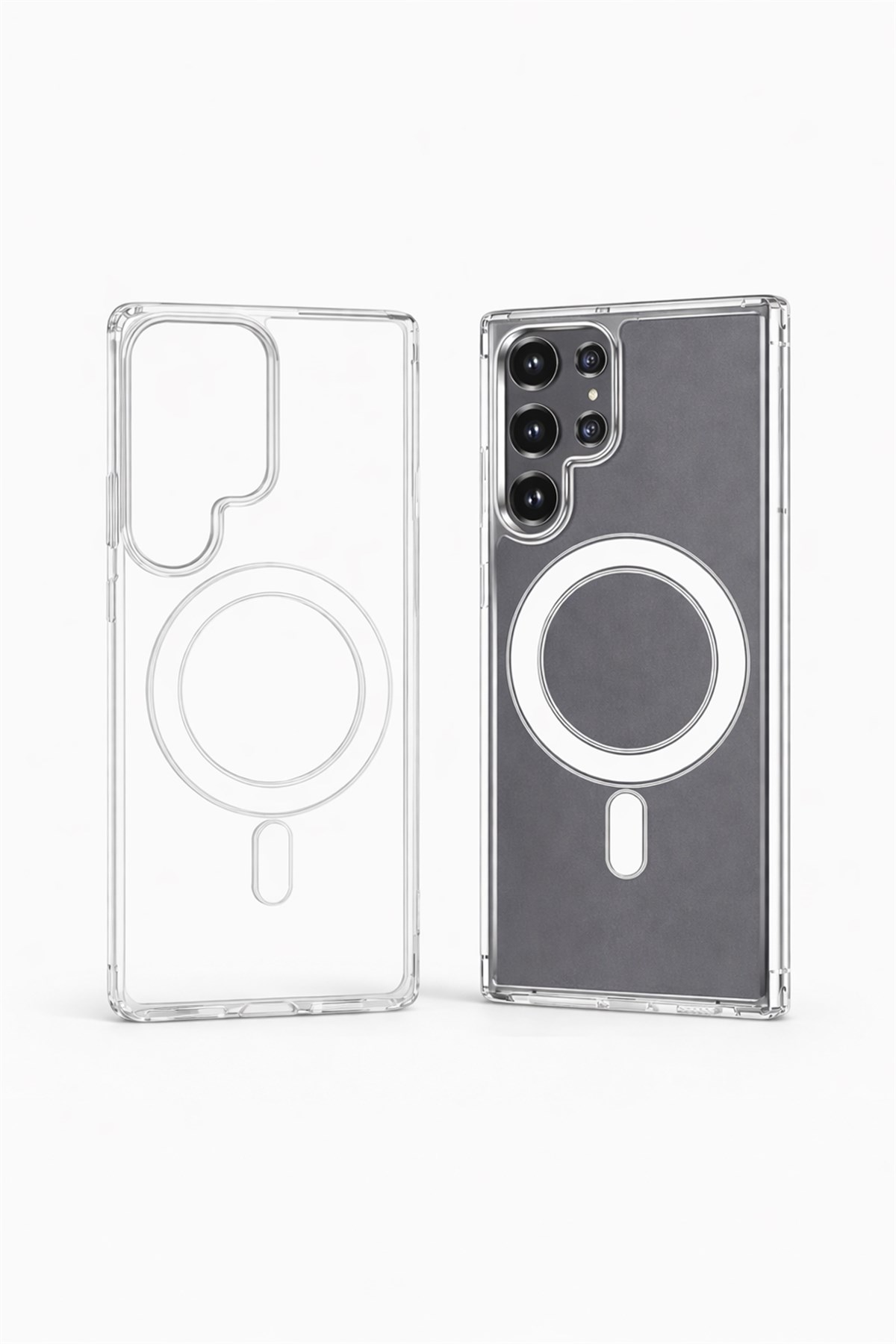 Samsung Galaxy S24 Ultra Uyumlu Kamera Korumalı Magsafe Wireless Şarj Özellikli Lüks Şeffaf Silikon Telefon Kılıfı