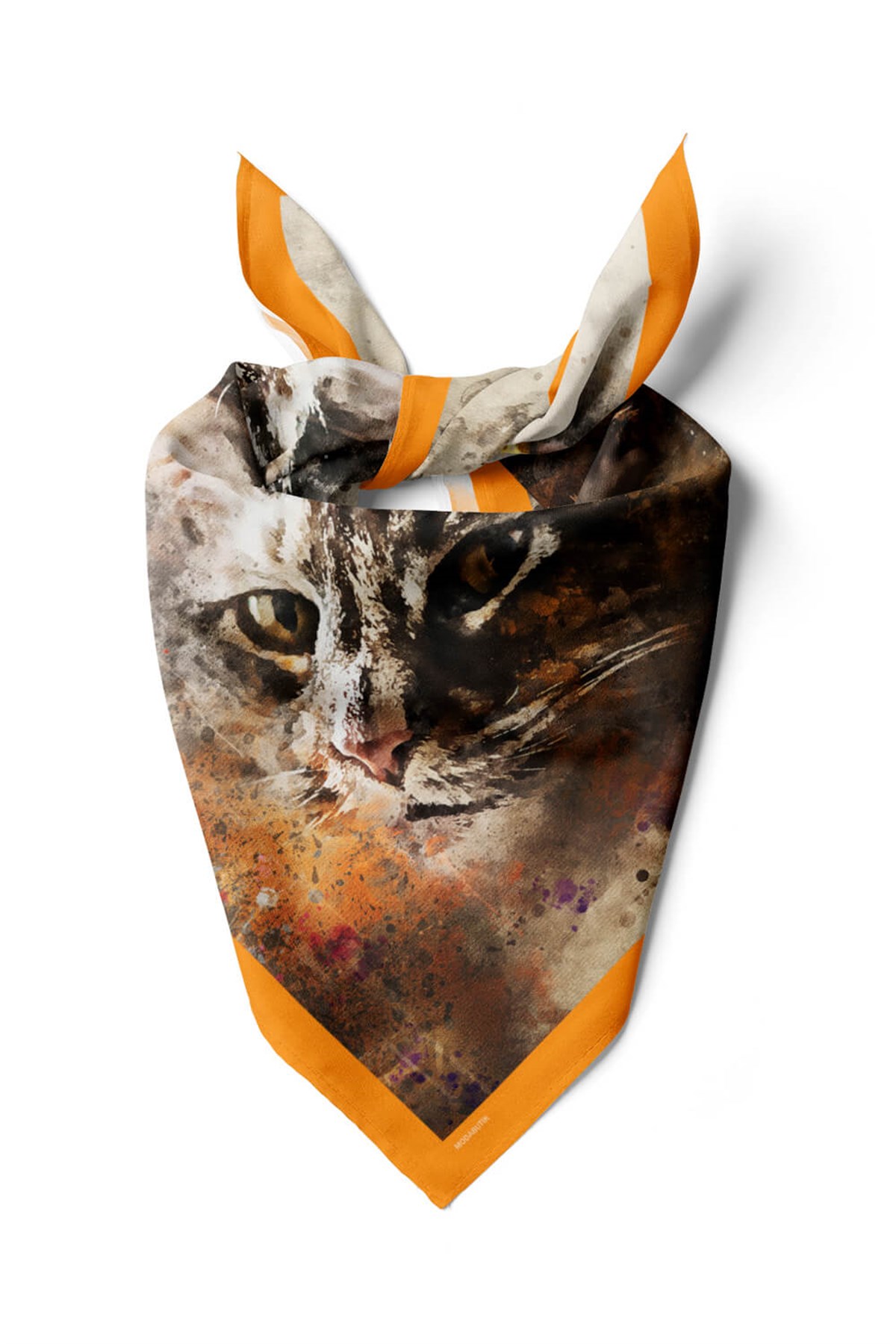Violla E21 Kadın Kedi Desenli Bandana 50x50 Gri DG0295-22