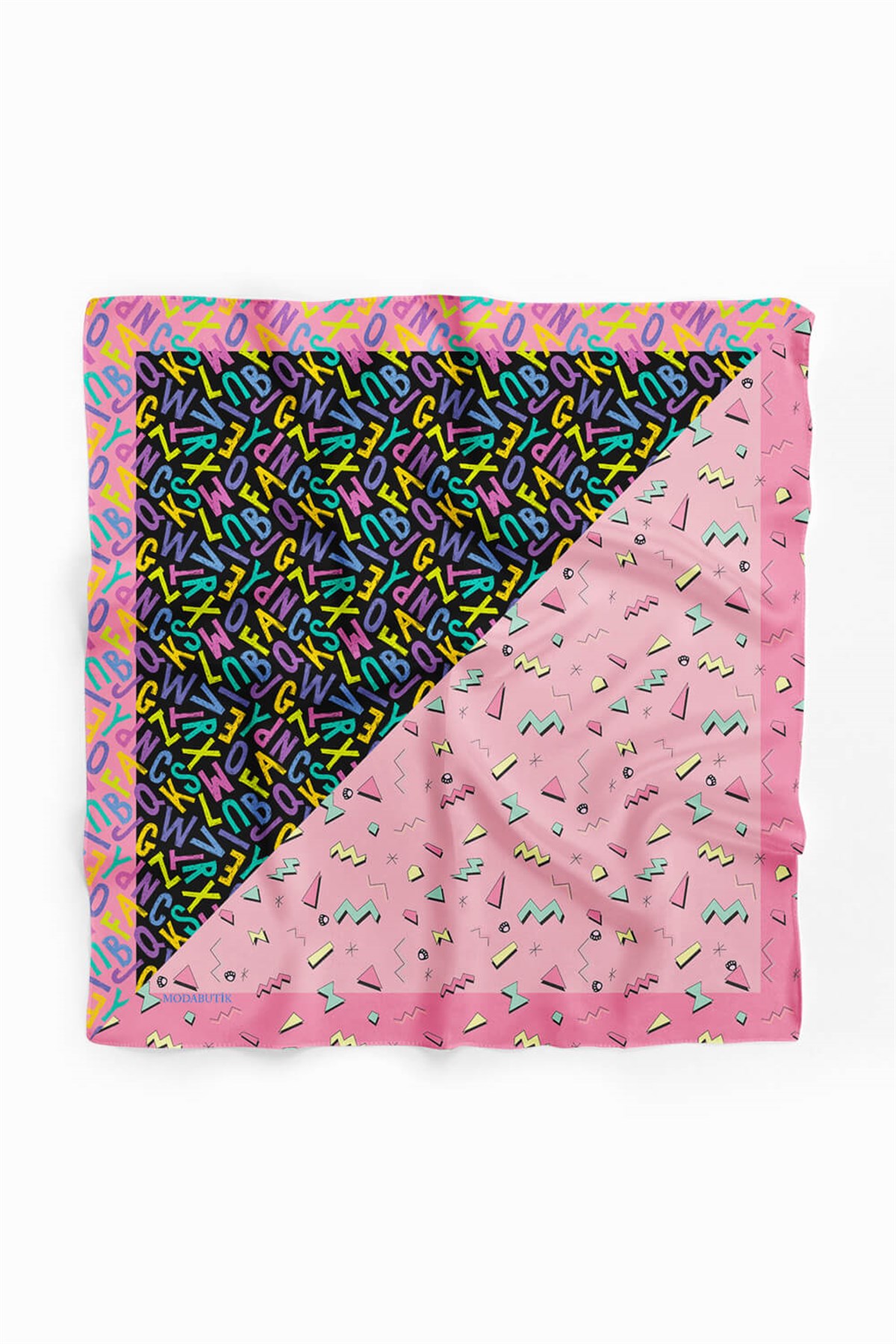 Violla D6 Özel Üretim Letter Desenli Köpek Bandanası Pembe 50x50