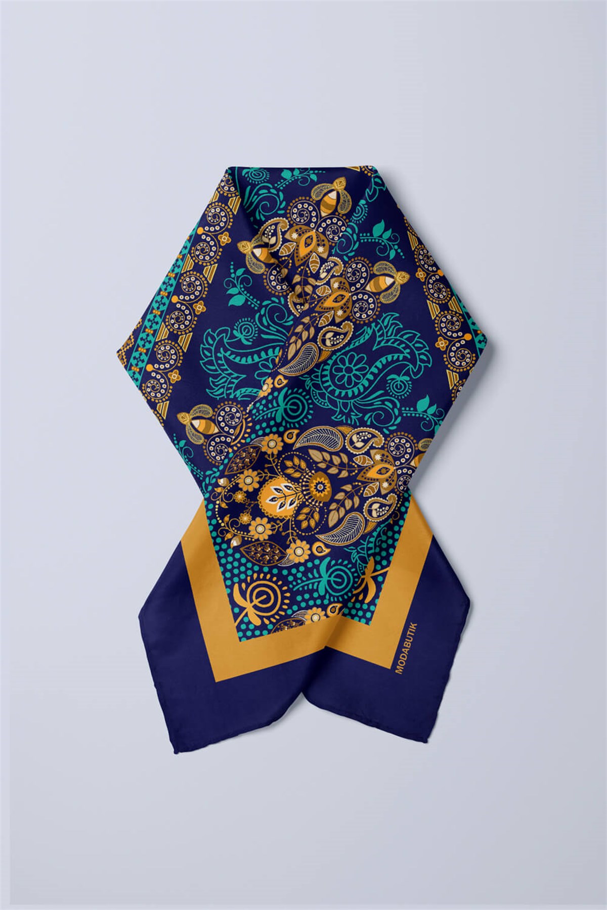 Violla Y5 Kadın Tulip and Drop Desenli 50x50 Bandana DG0677-22